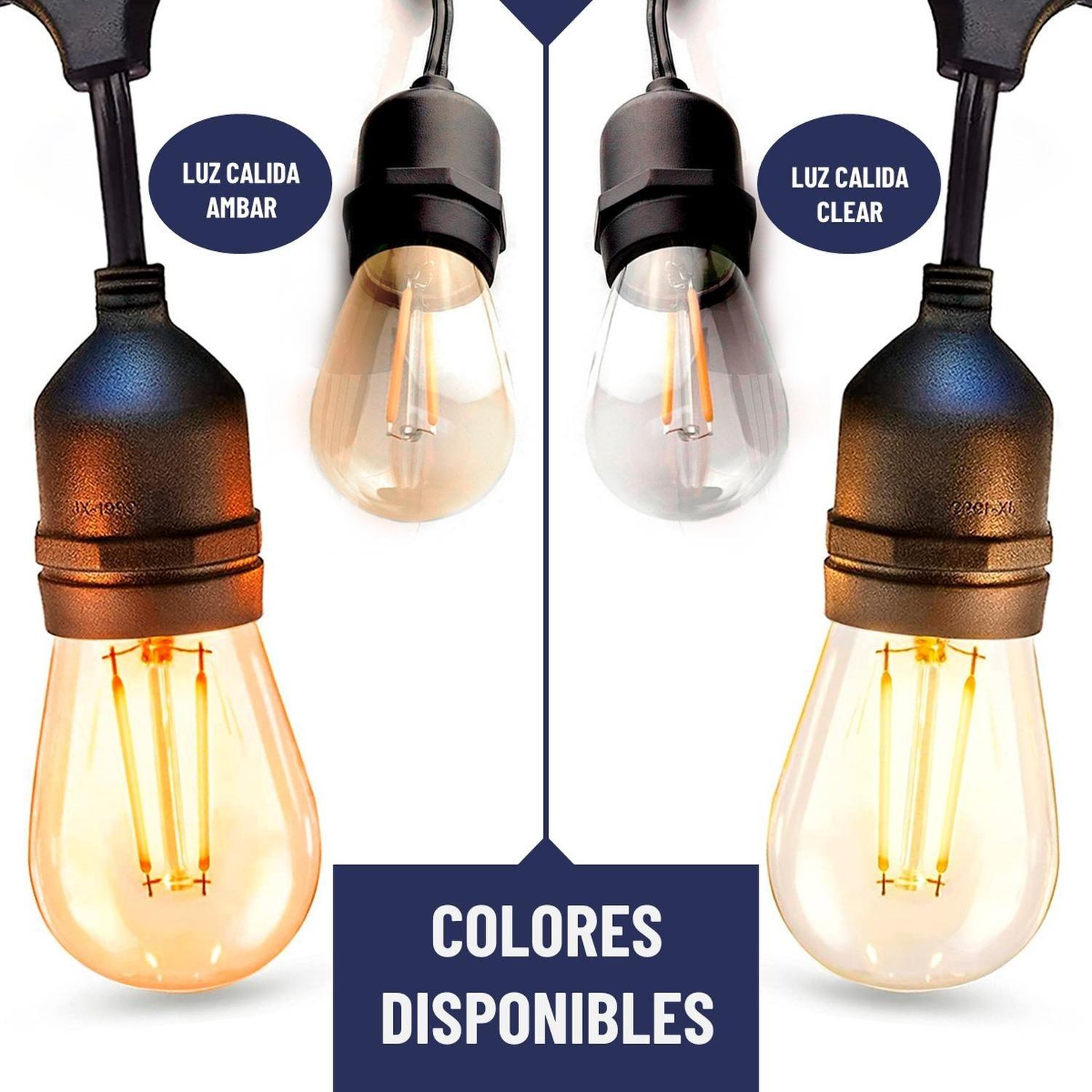 Guirnalda Luces Led 10 Metros Unible Exterior +10 Ampolletas Ambar-4