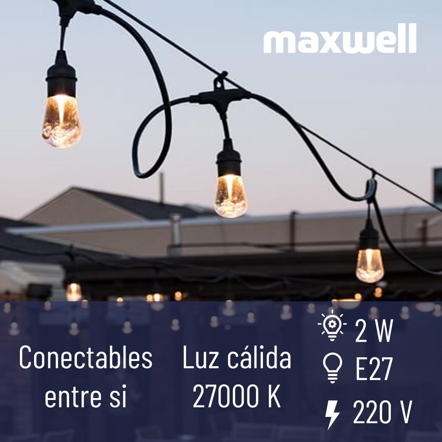 Guirnalda Luces Led 10 Metros Unible Exterior +10 Ampolletas Ambar-5