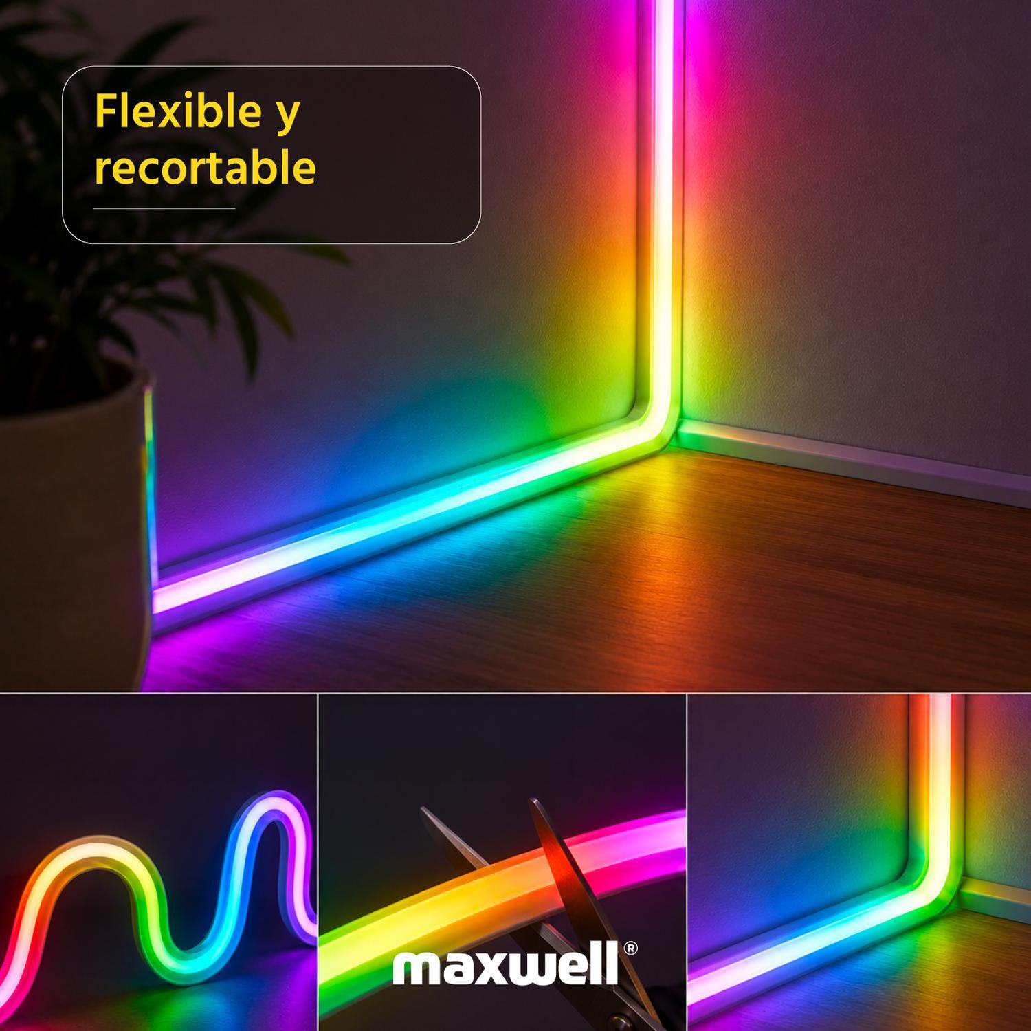 Tira Cinta Luces Led Wifi RGBIC 5m Carga USB IP65 Maxwell-6