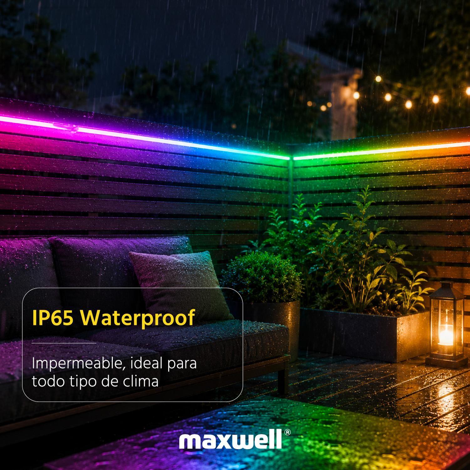 Tira Cinta Luces Led Wifi RGBIC 5m Carga USB IP65 Maxwell-7