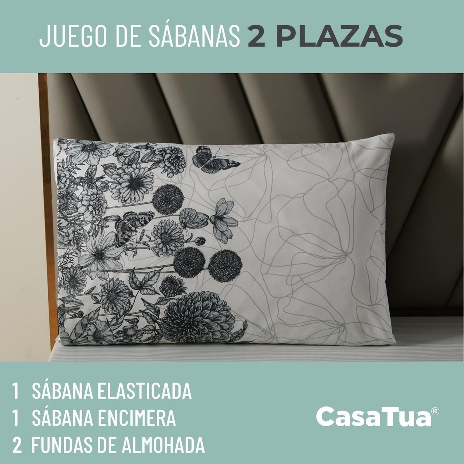 Juego Sabanas Estampadas Ultra Suave +Funda Almohada Casatua 2 PlazasDiseño 4-3