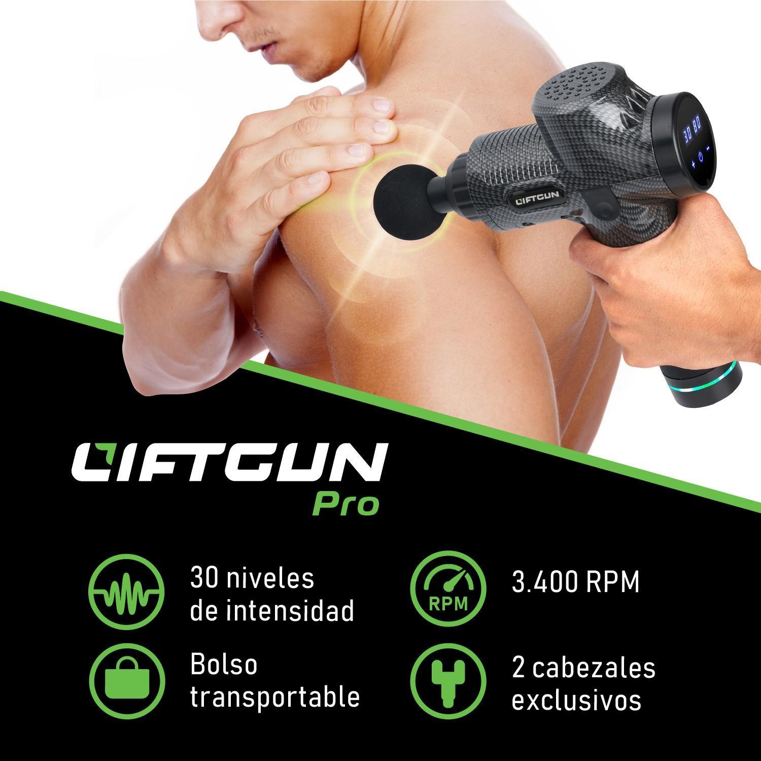 Masajeador Pistola Liftgun Pro 30 Niveles +LCD +8 Cabezales-1