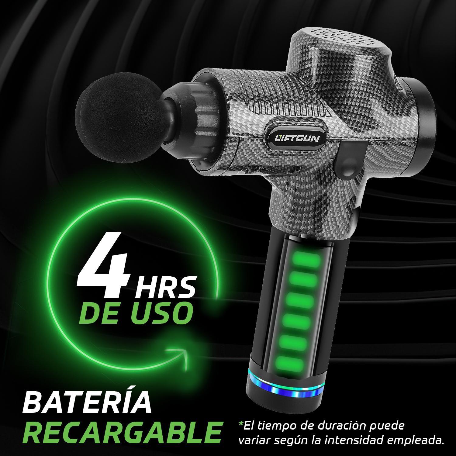 Masajeador Pistola Liftgun Pro 30 Niveles +LCD +8 Cabezales-4