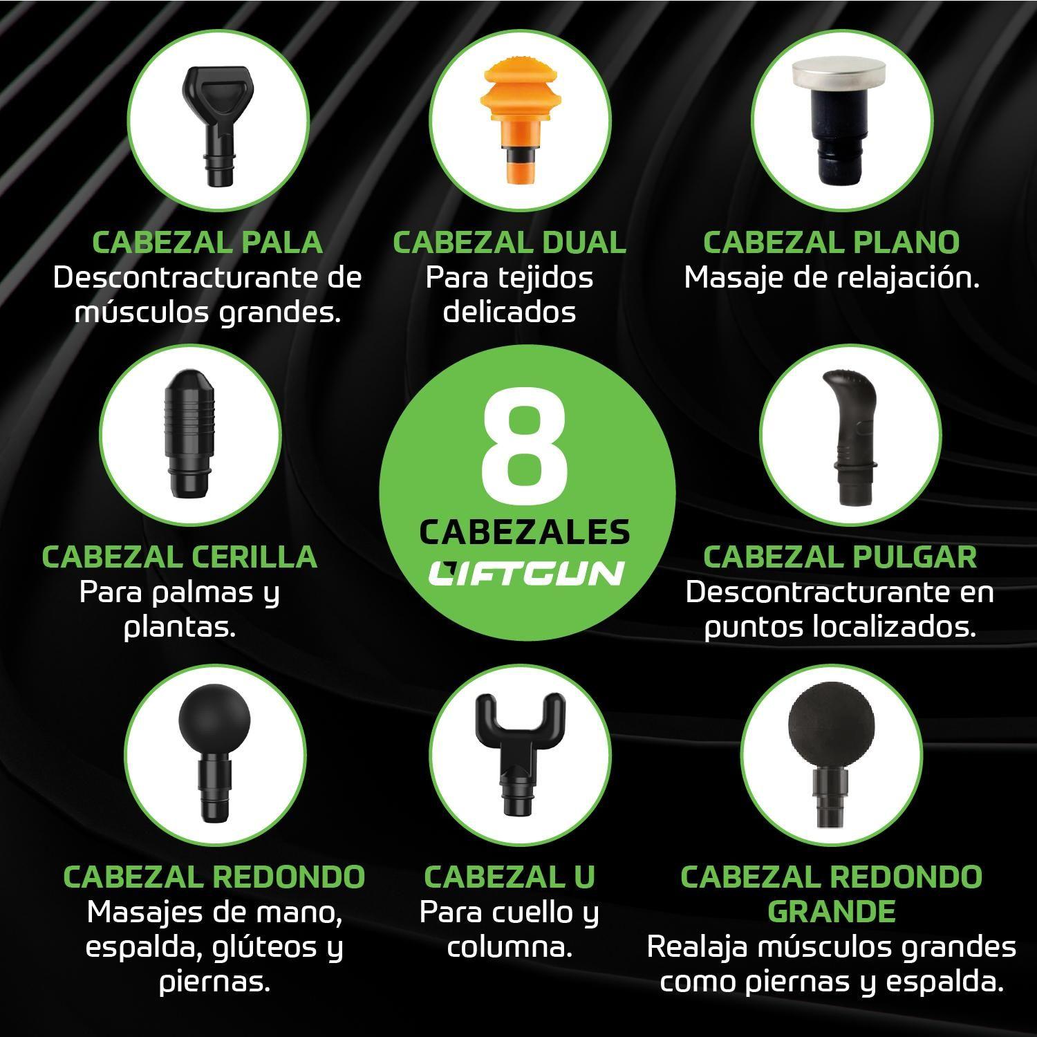 Masajeador Pistola Liftgun Pro 30 Niveles +LCD +8 Cabezales-5