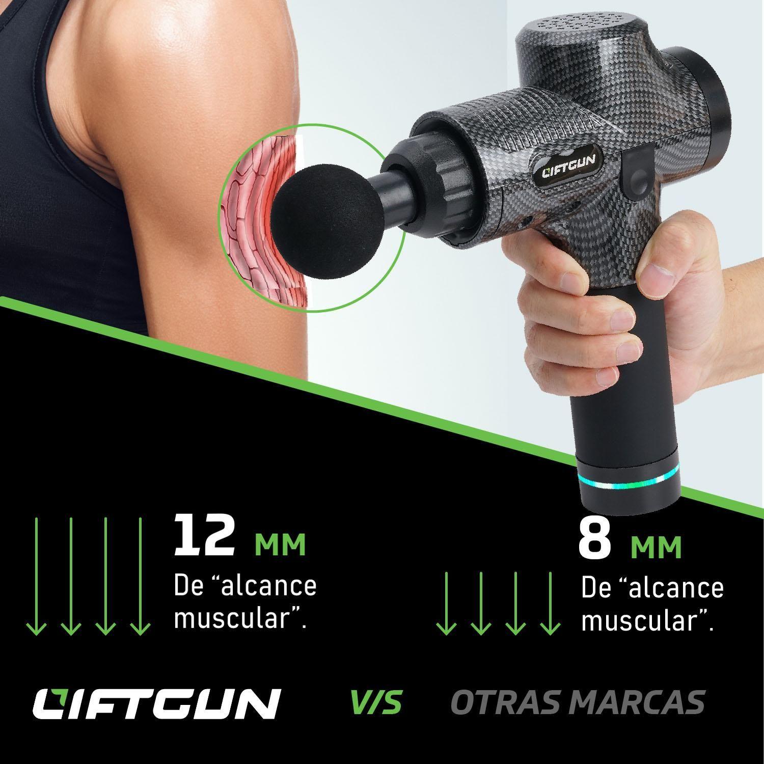 Masajeador Pistola Liftgun Pro 30 Niveles +LCD +8 Cabezales-6