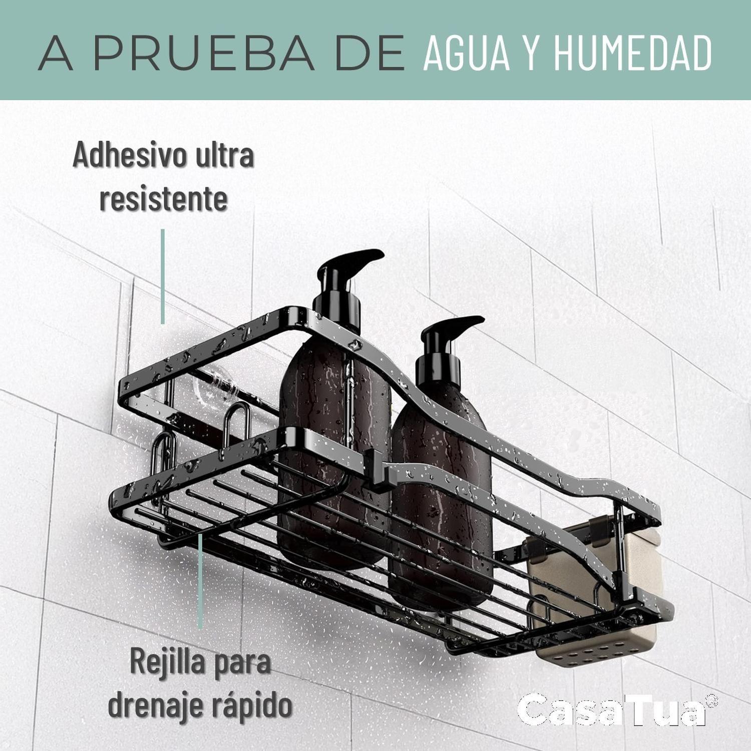 Organizador De Ducha Repisa Baño Jabonera Set 4 Inox Negro 2-2