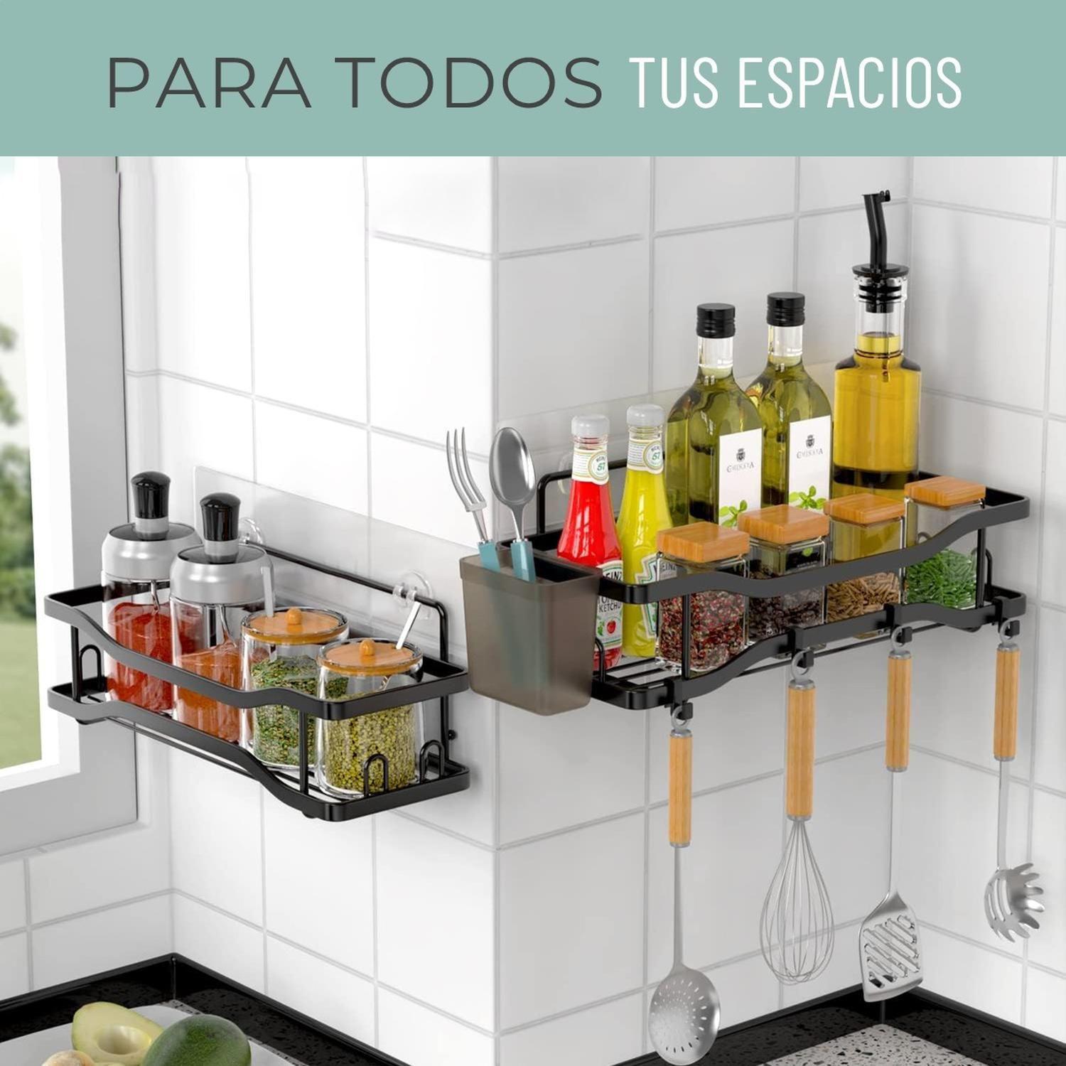 Organizador De Ducha Repisa Baño Jabonera Set 4 Inox Negro 2-4