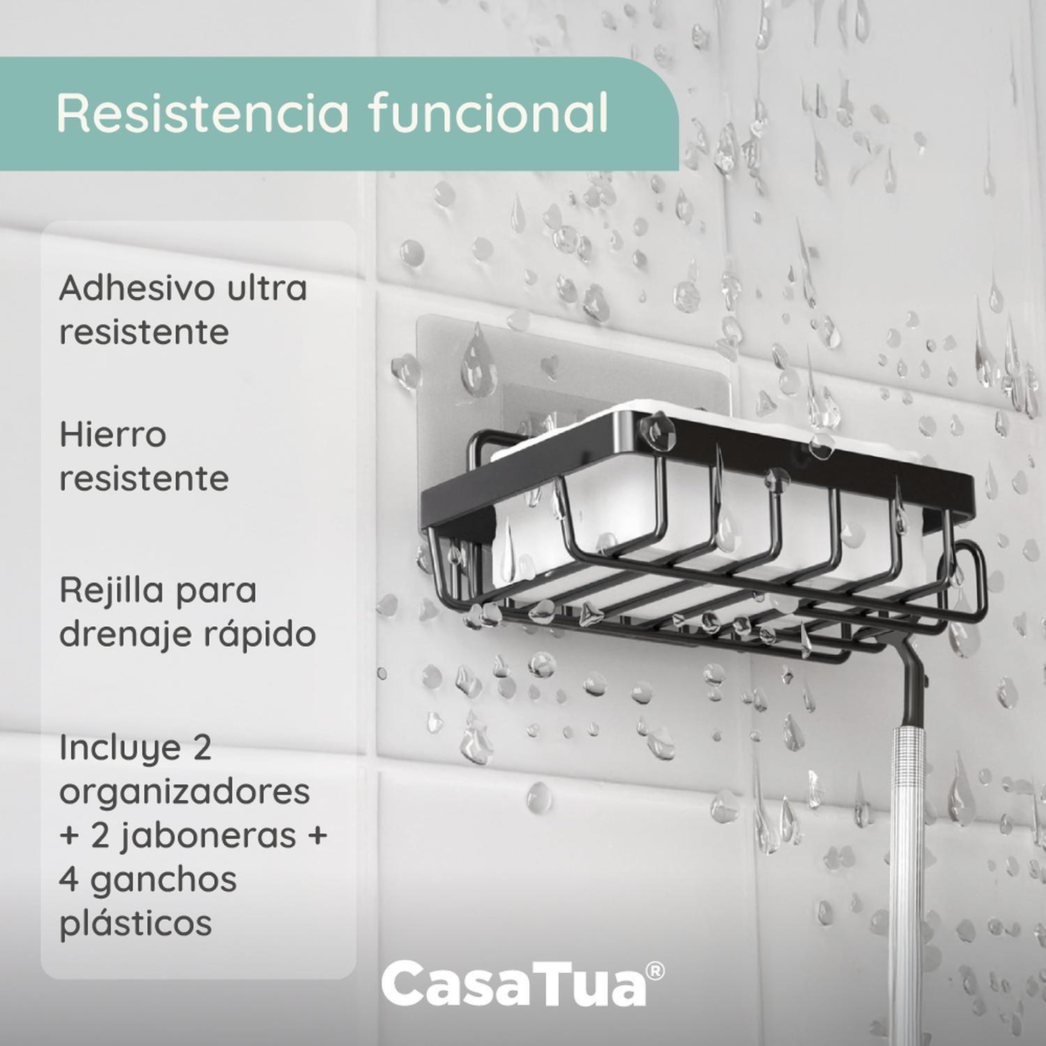 Organizador De Ducha Repisa Baño Jabonera Set 4 Inox Negro 2-2