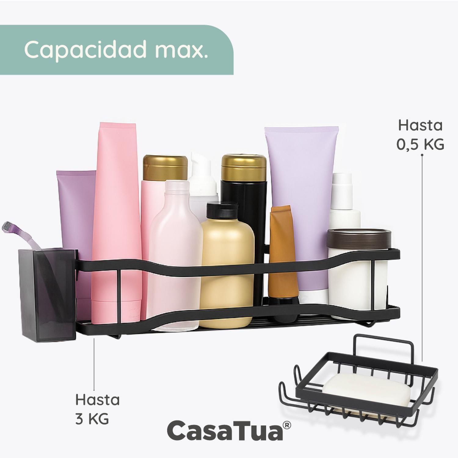 Organizador De Ducha Repisa Baño Jabonera Set 4 Inox Negro 2-7