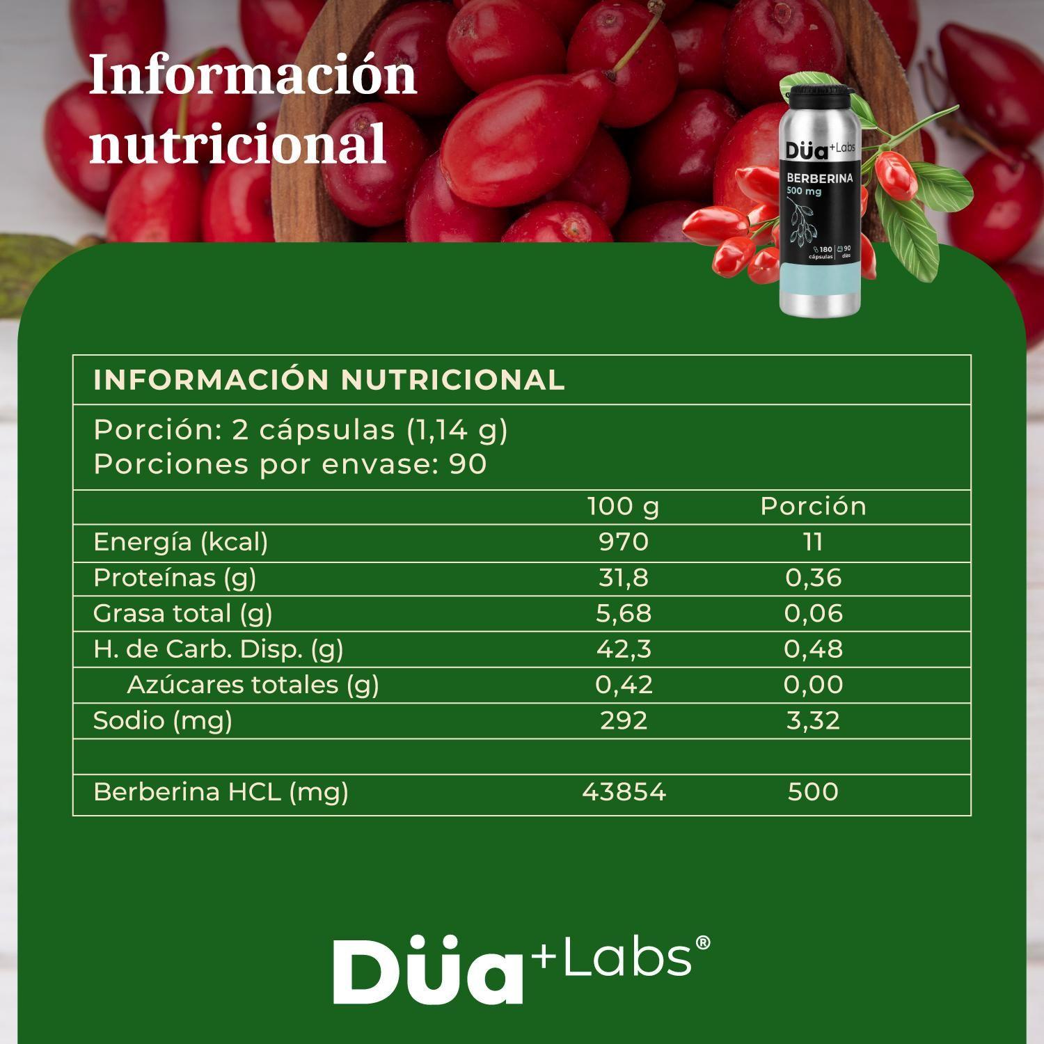 Berberina 500mg Düa Labs 180 Cápsulas Berberine - Sin Sabor-8