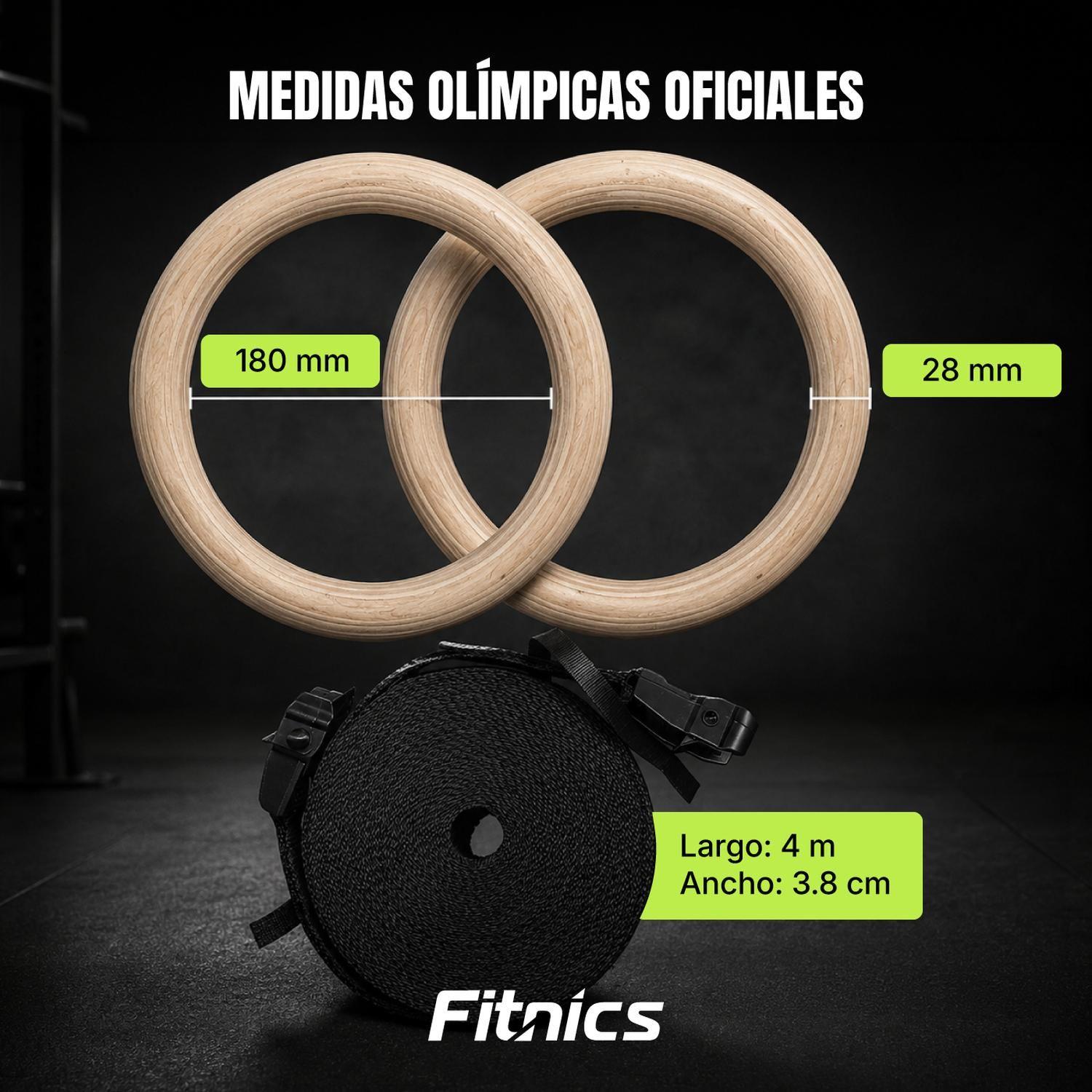 Anillas Olímpicas Madera Fitnics Calistenia Crossfit 2 unids-3