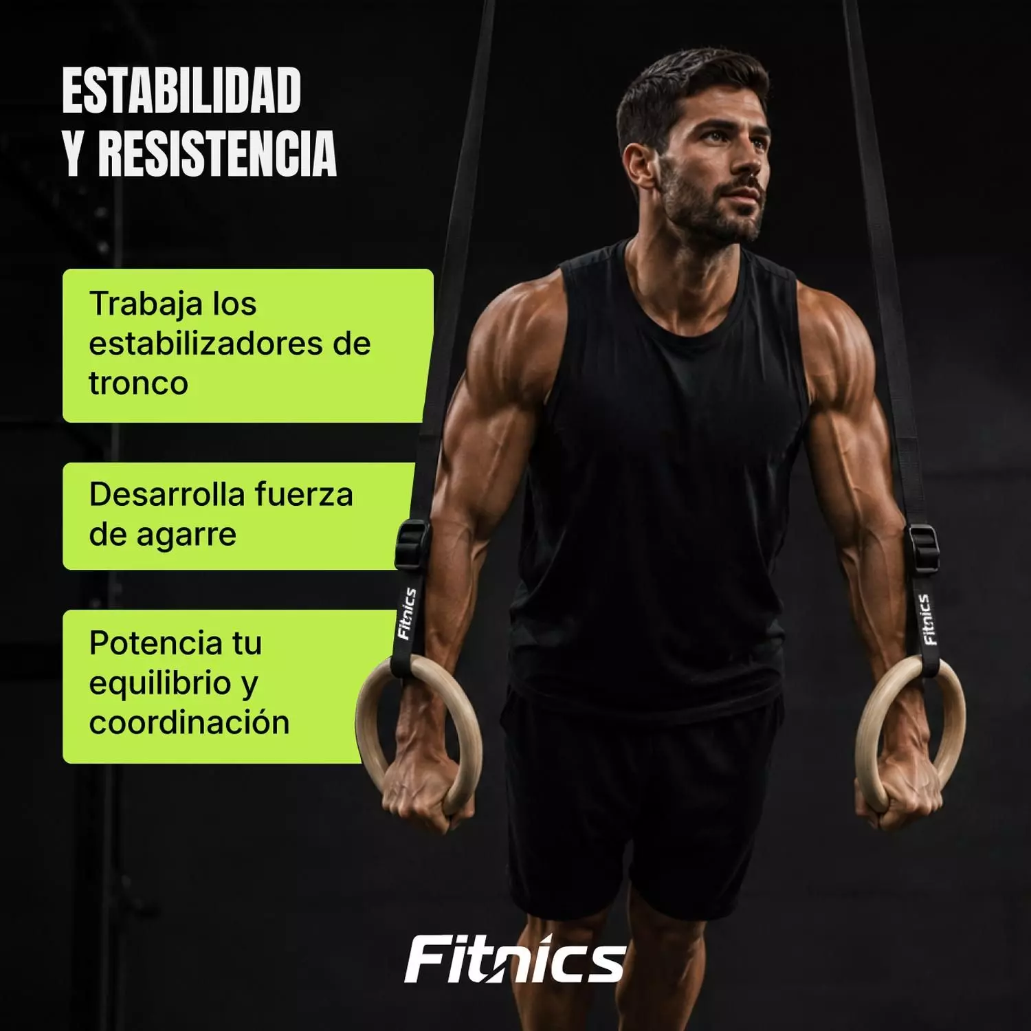 Anillas Olímpicas Madera Fitnics Calistenia Crossfit 2 unids-5