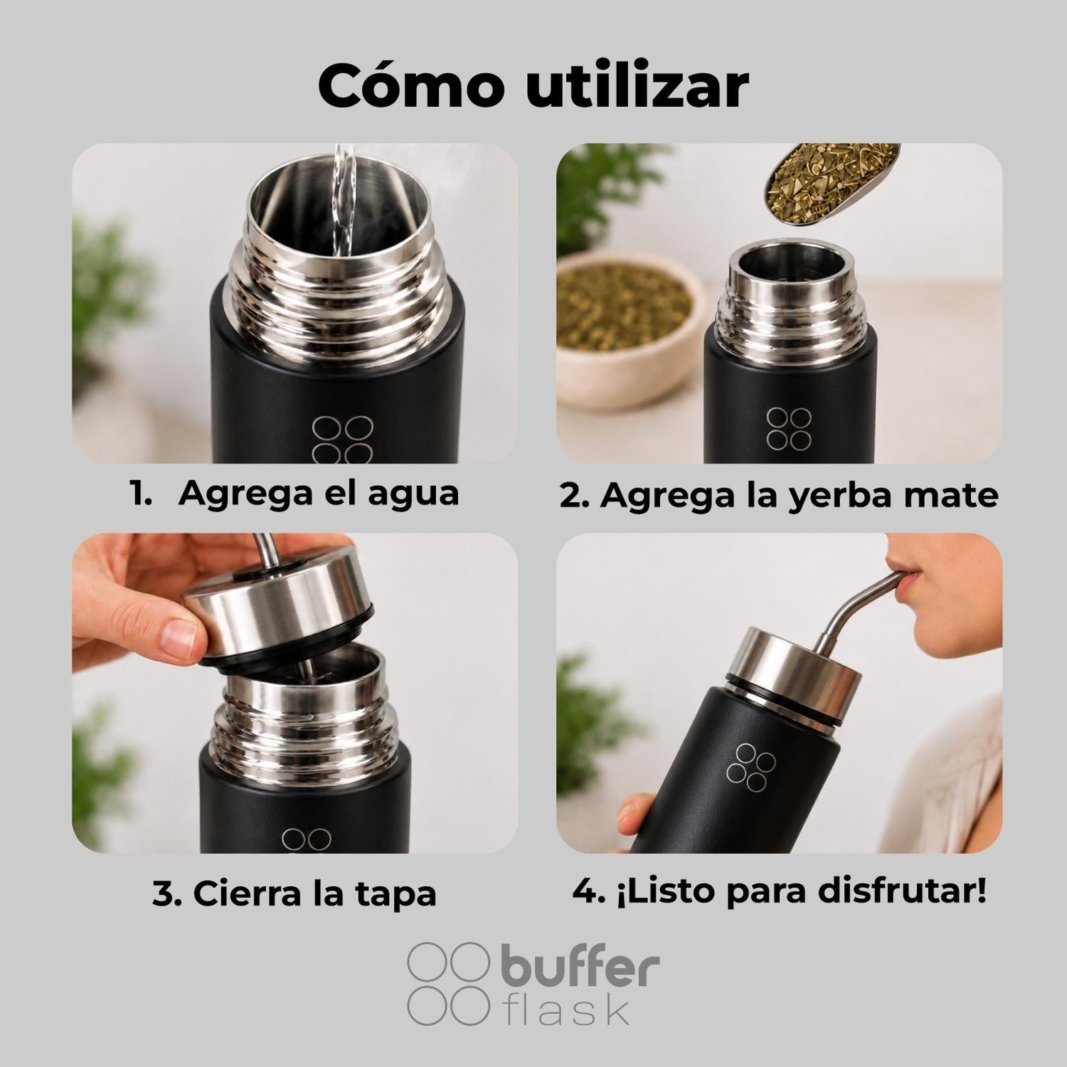 Termo Mate Autocebante Acero Inox 750ml Buffer Matero 2en1-5