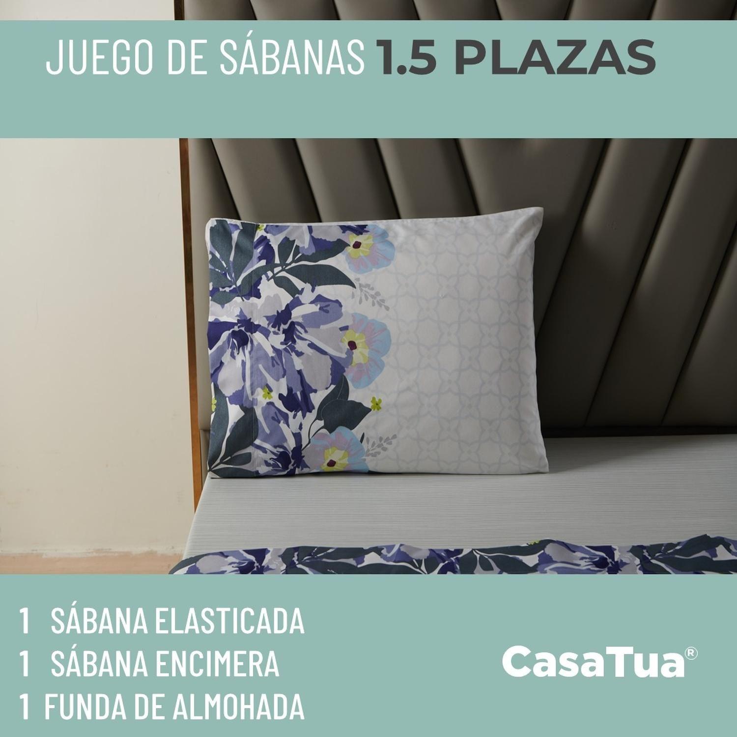 Juego Sabanas Estampadas Ultra Suave +Funda Almohada Casatua 1.5 PlazasDiseño 1-3