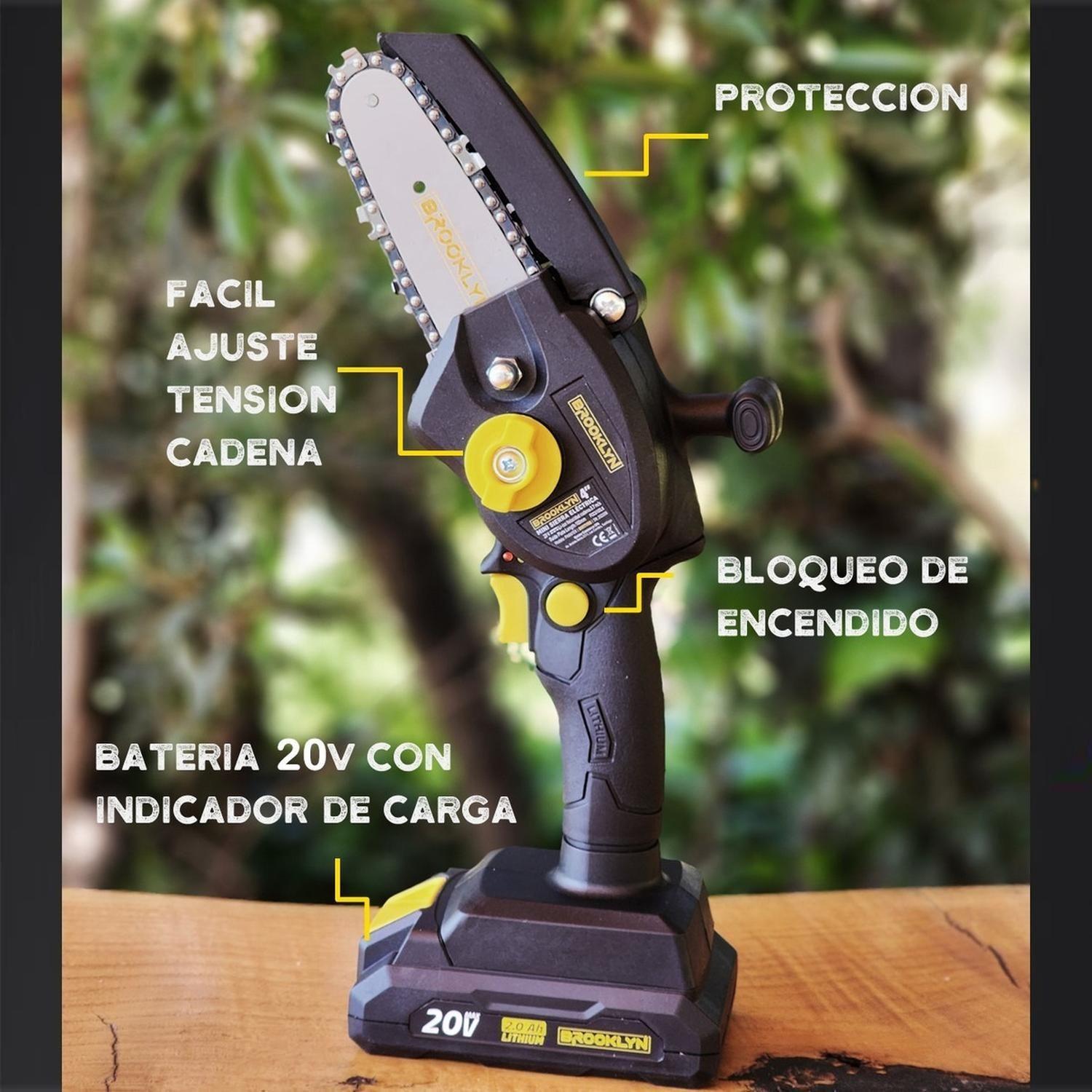 Motosierra Inalambrica 20v Podadora Brooklyn 4'' + Bateria-3