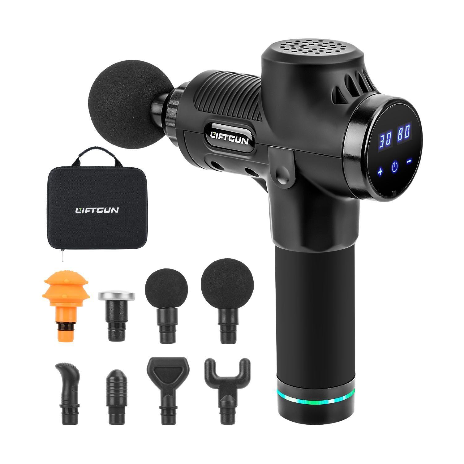 Masajeador Pistola Liftgun Pro 30 Niveles +LCD +8 Cabezales-0