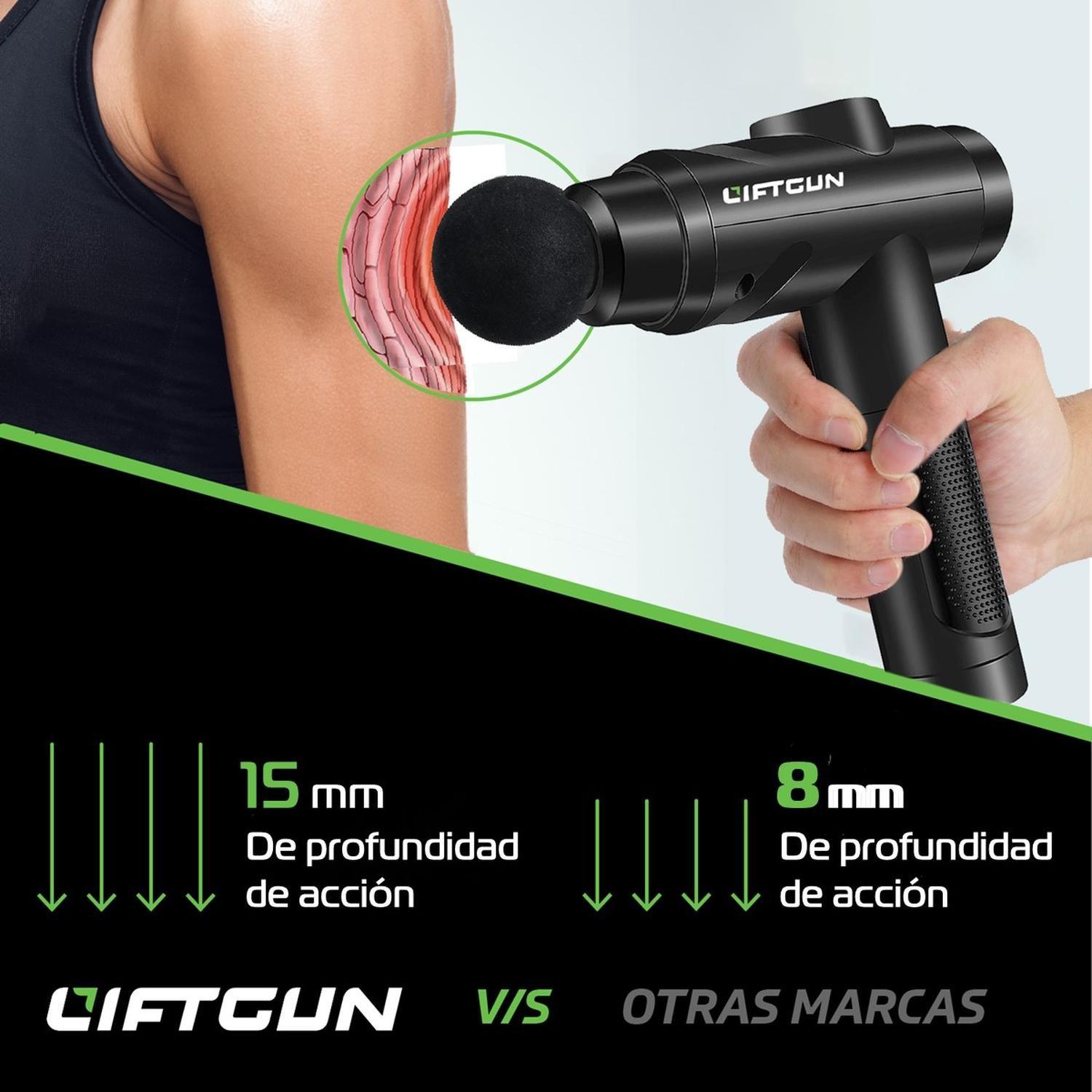 Masajeador Pistola Liftgun Pro 30 Niveles +LCD +8 Cabezales-5