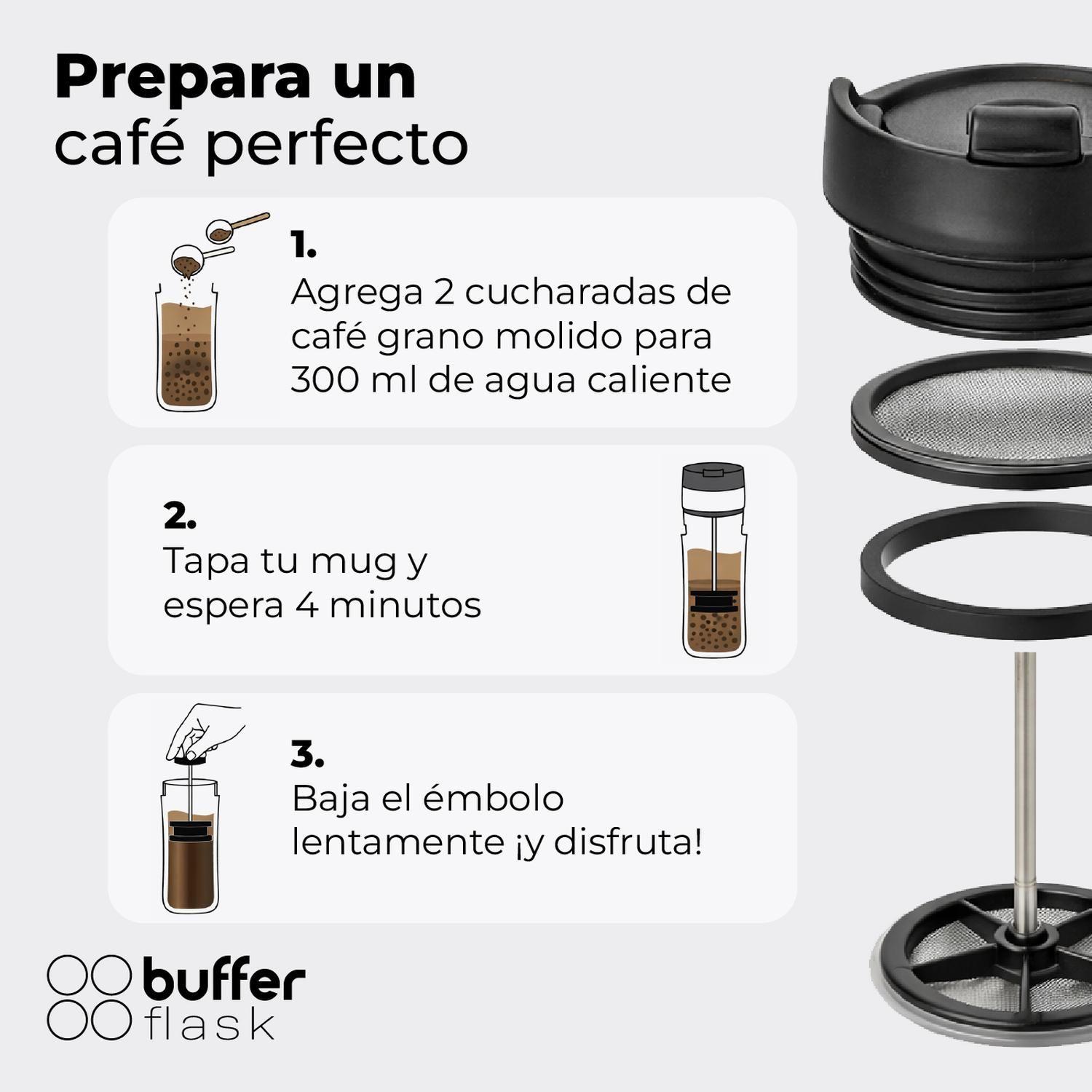 Termo Prensa Francesa Portatil Buffer 350ml Acero Inoxidable-2