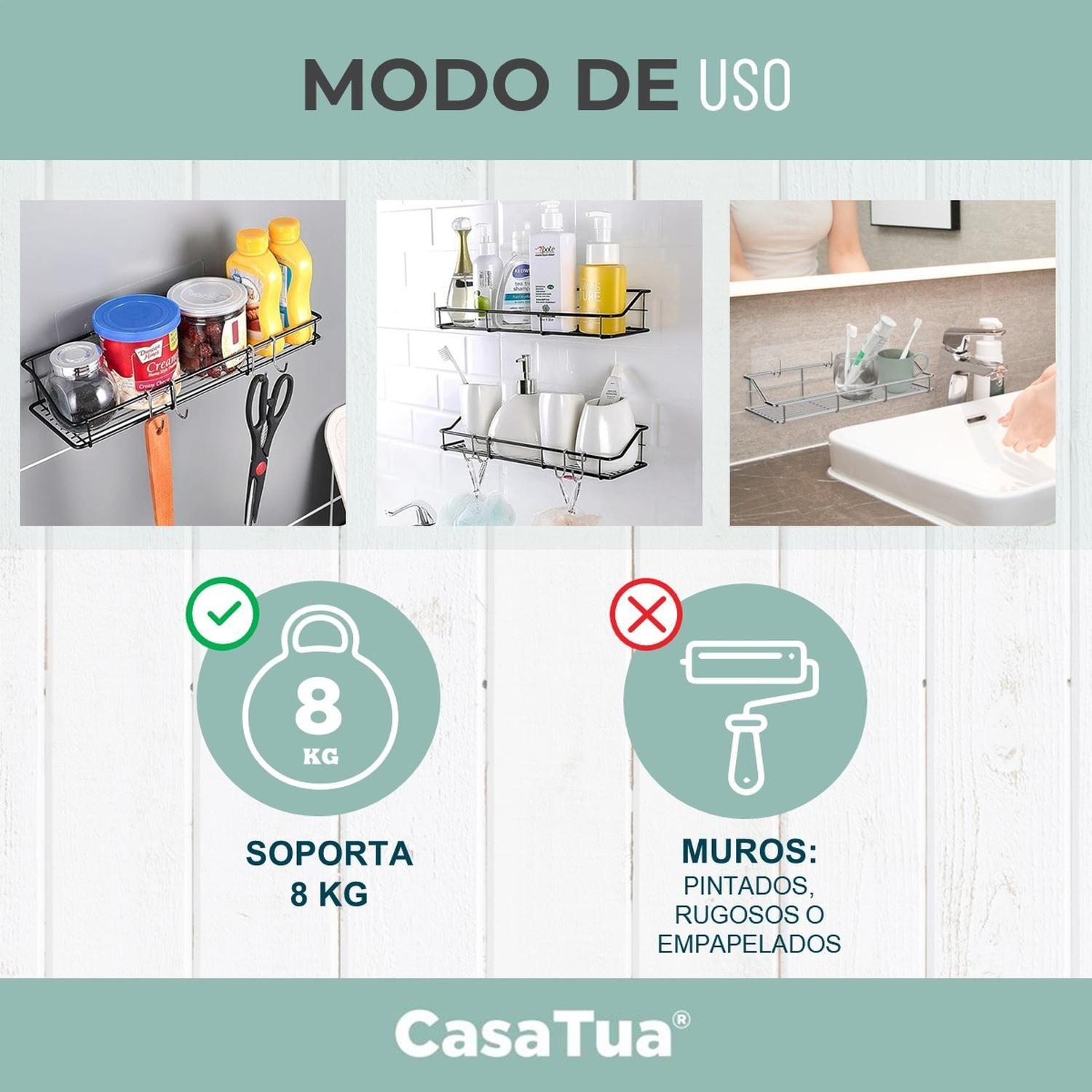 Organizador De Ducha Repisa Baño Jabonera Set 4 Inoxidable-7