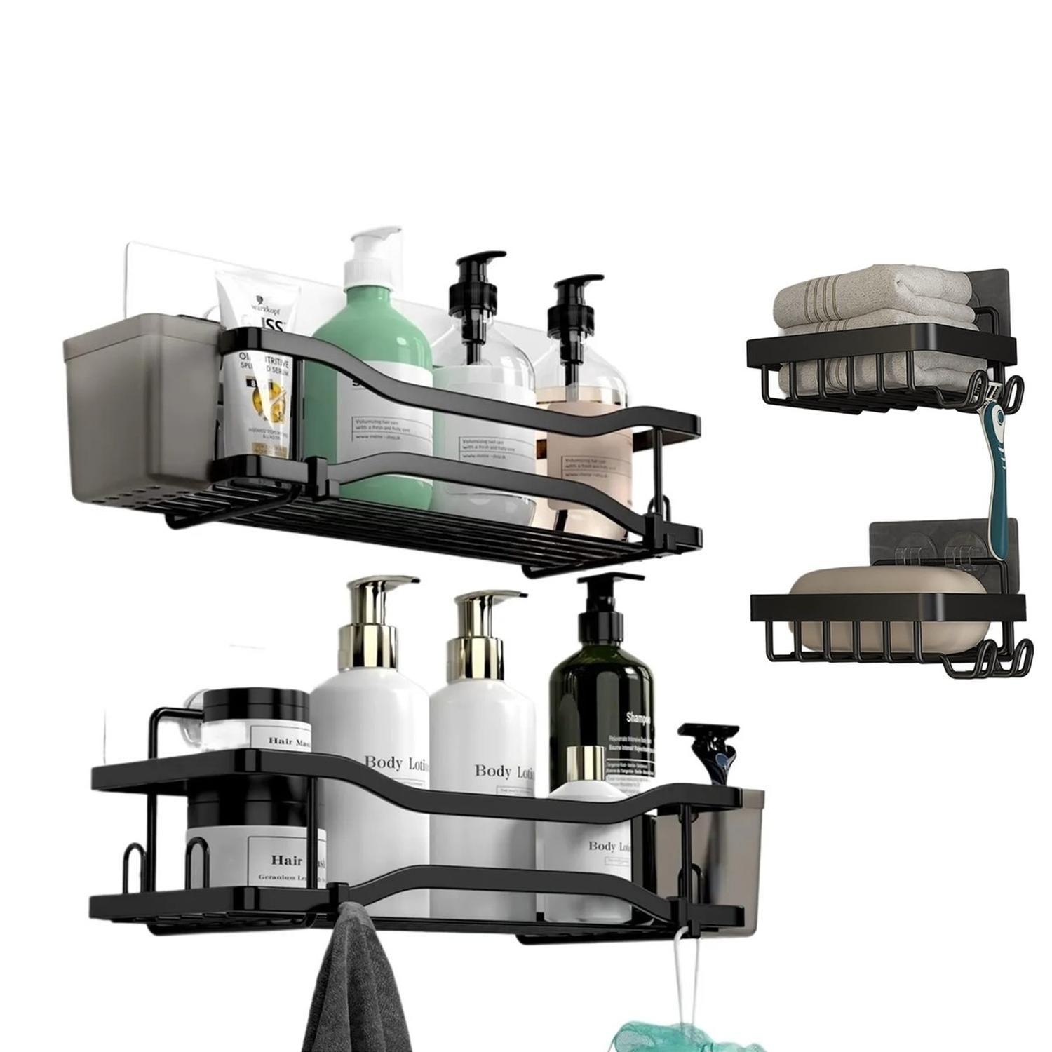 Organizador De Ducha Repisa Baño Jabonera Set 4 Inoxidable-8