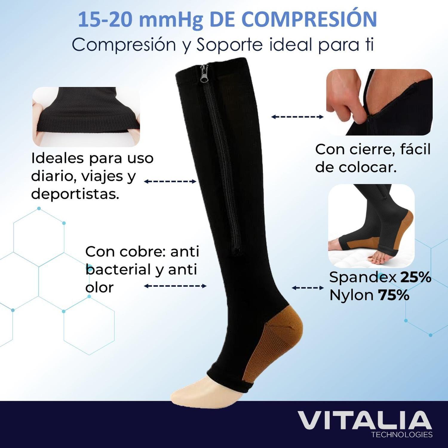 Medias de Compresion con Cierre Cobre Pack 3 Pares Vitalia-3