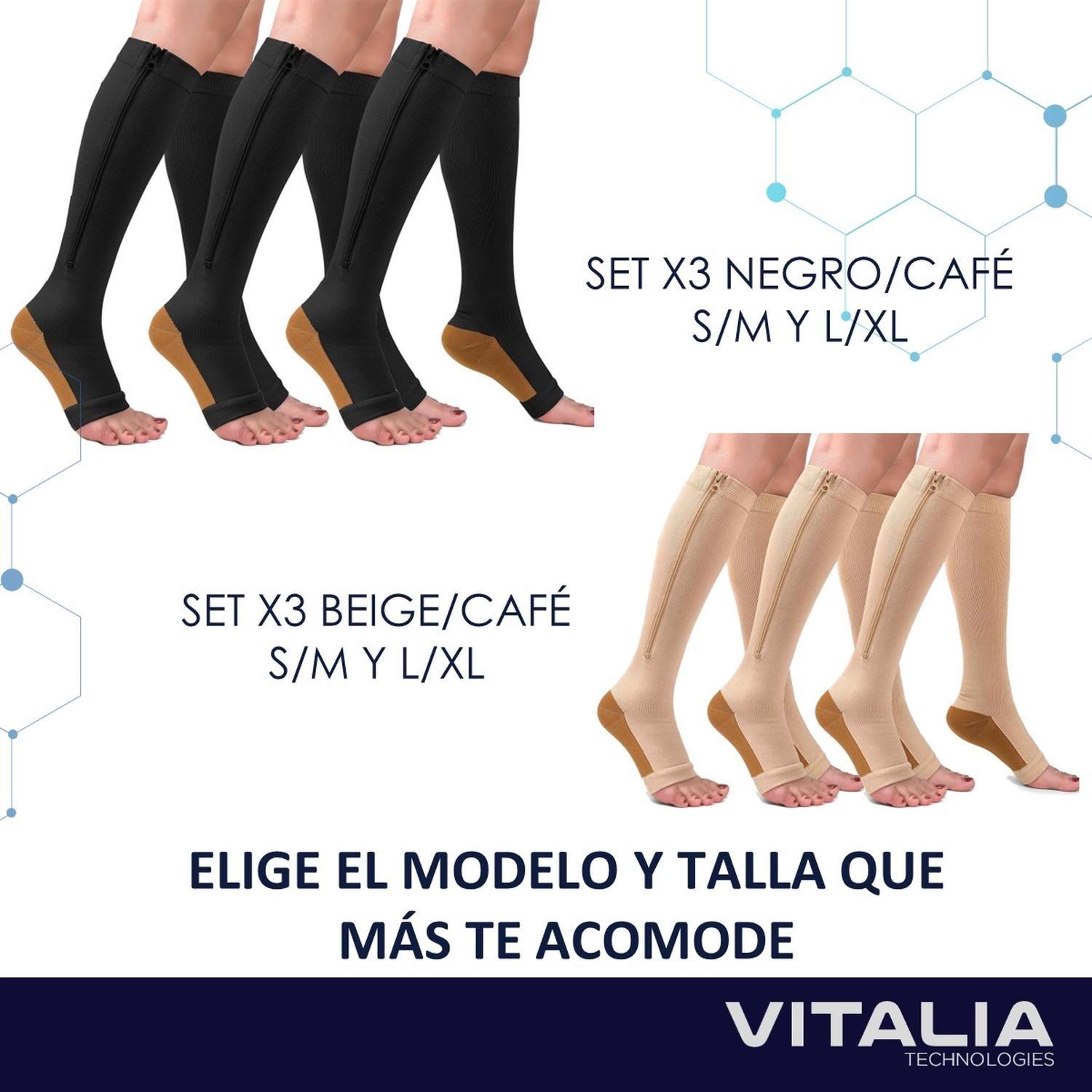 Medias de Compresion con Cierre Cobre Pack 3 Pares Vitalia-7