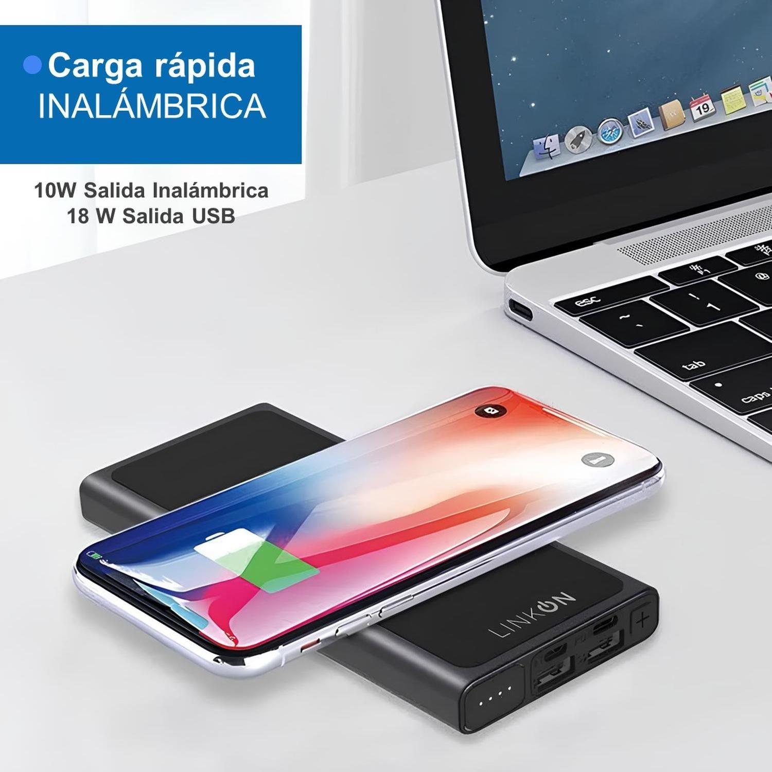 Cargador Inalambrico y Cable Bateria Power Bank 10000 Linkon-1