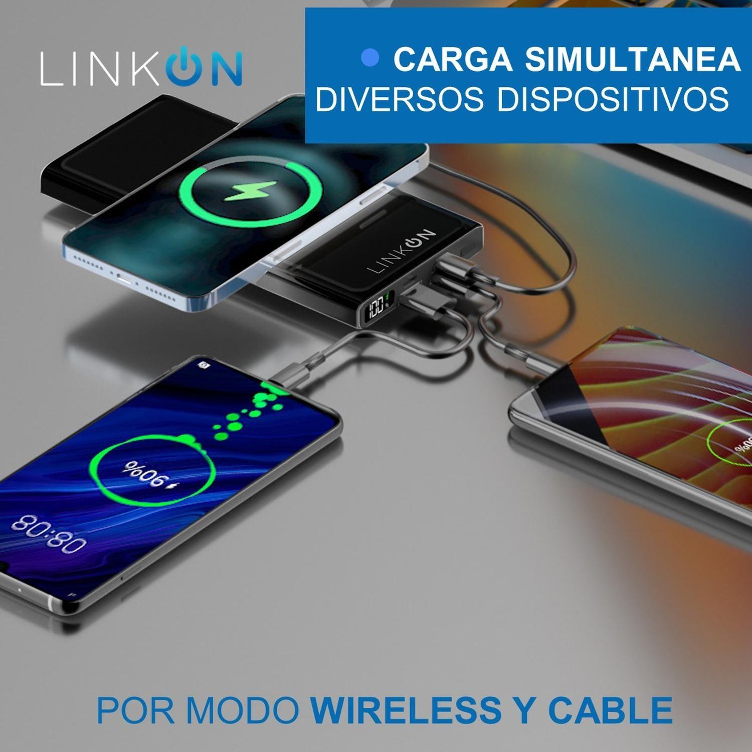 Cargador Inalambrico y Cable Bateria Power Bank 10000 Linkon-2