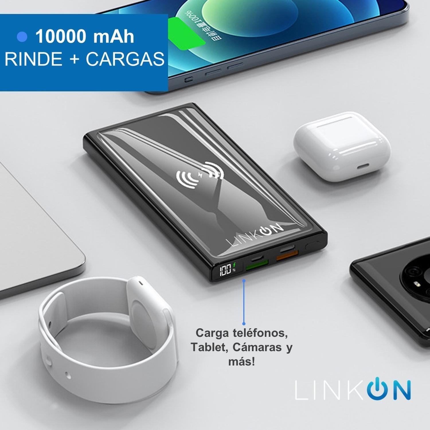 Cargador Inalambrico y Cable Bateria Power Bank 10000 Linkon-3