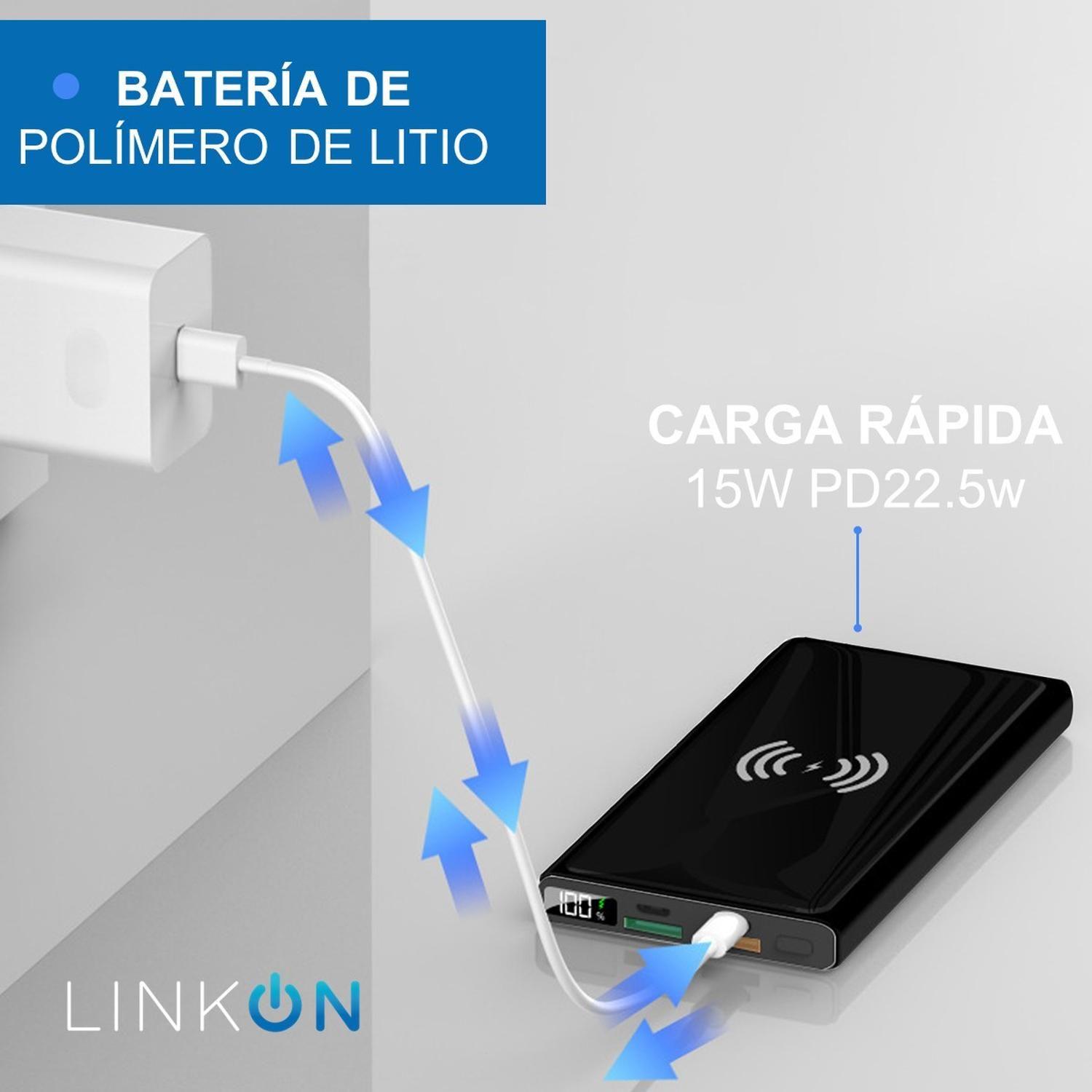 Cargador Inalambrico y Cable Bateria Power Bank 10000 Linkon-4