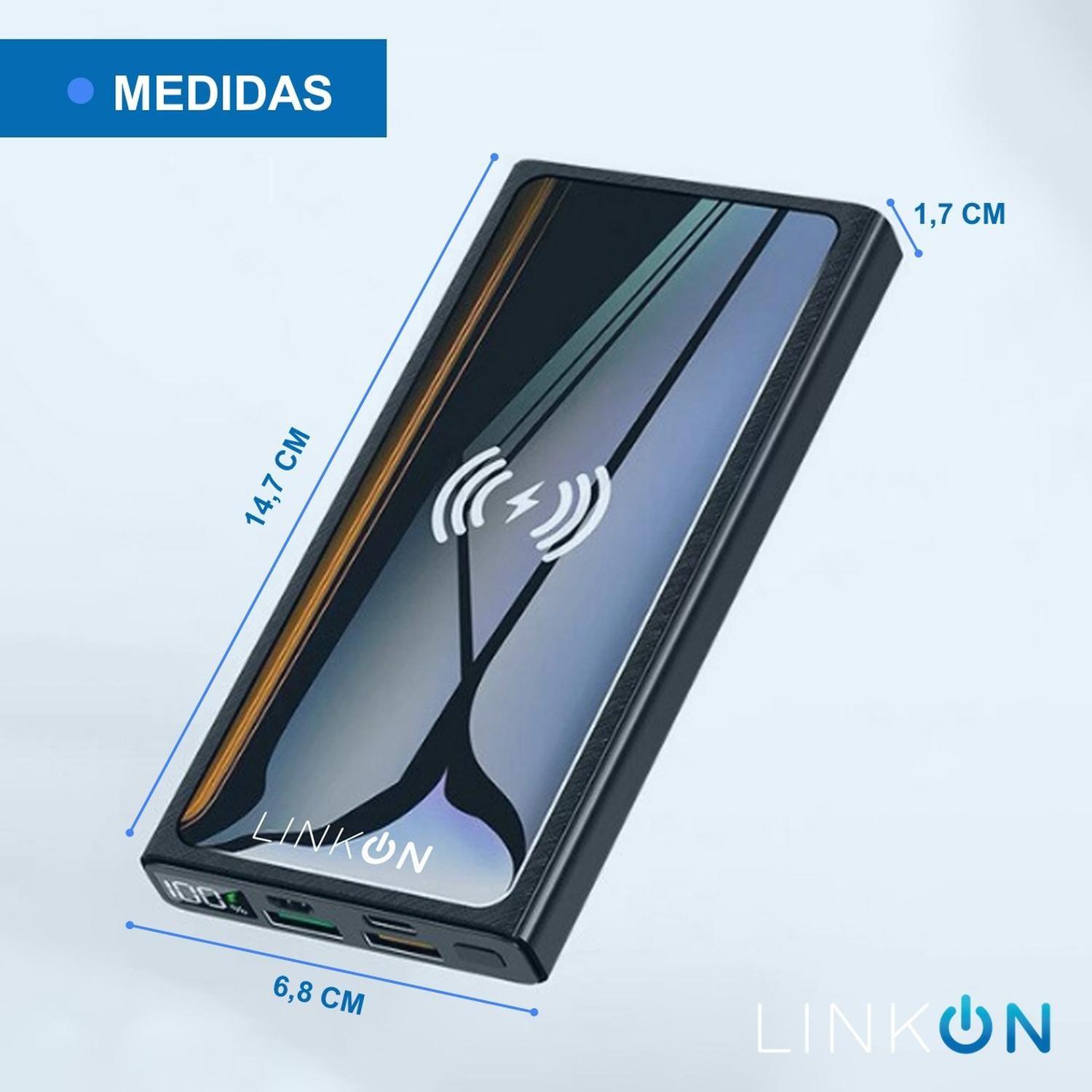 Cargador Inalambrico y Cable Bateria Power Bank 10000 Linkon-9