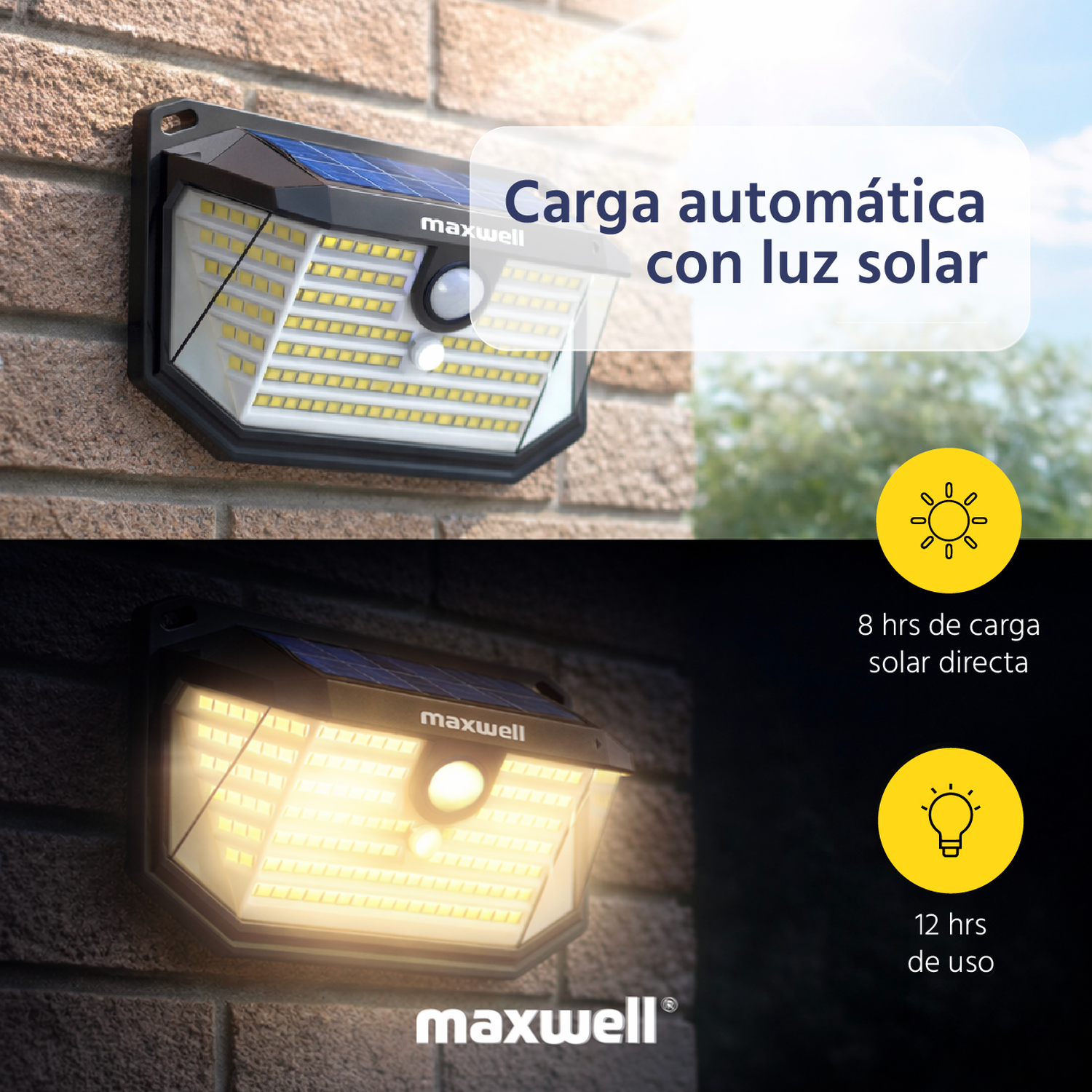 Foco Lampara Solar LED Maxwell Exterior con Sensor Set de 2-1