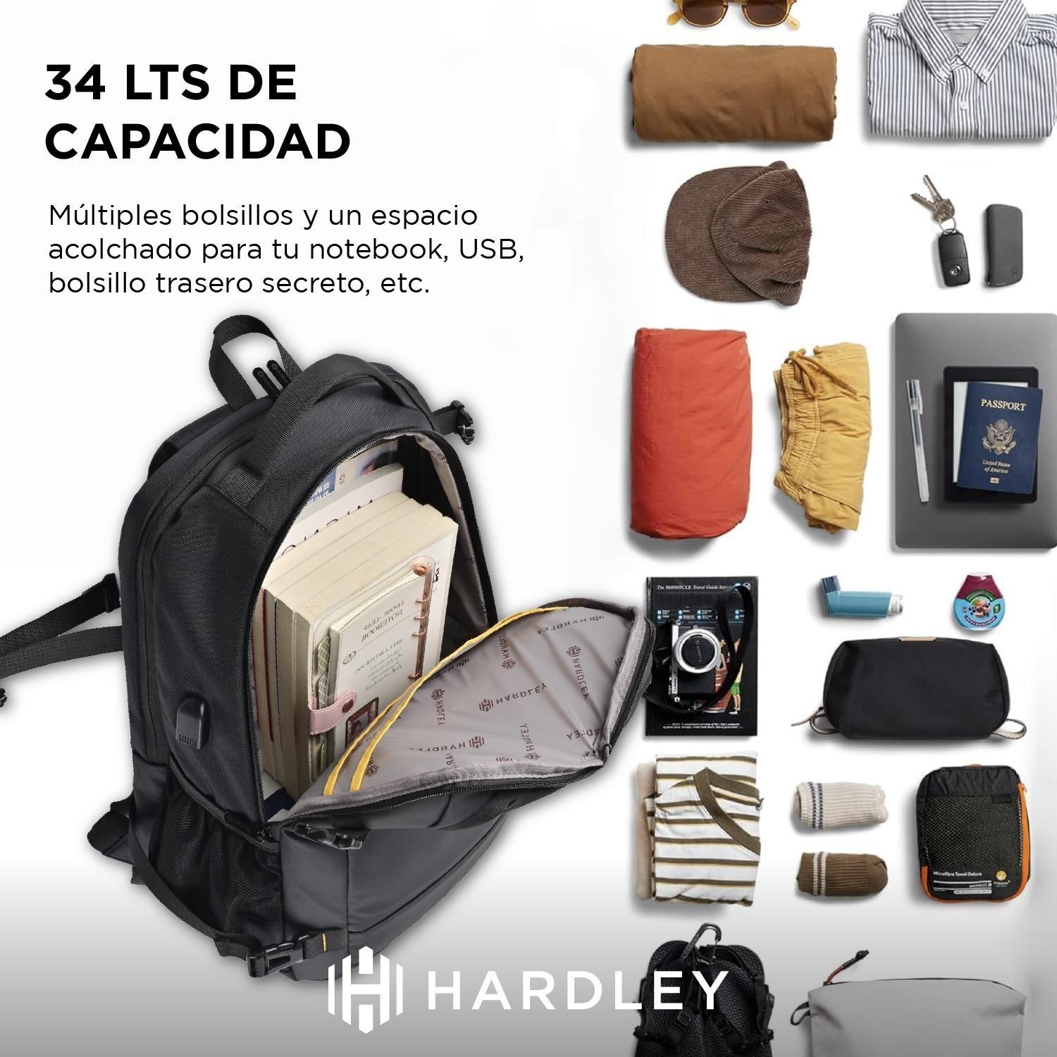 Mochila de Viaje y Notebook Hardley Tela Impermeable 34 Lt-6