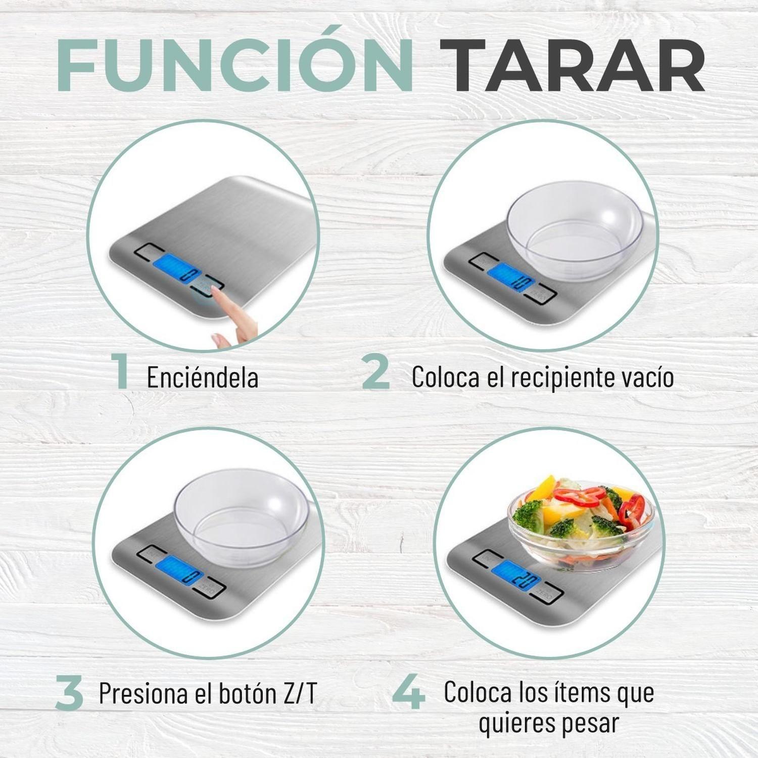 Balanza Pesa Digital Cocina Gramera Acero Inoxidable 5 Kilos-3