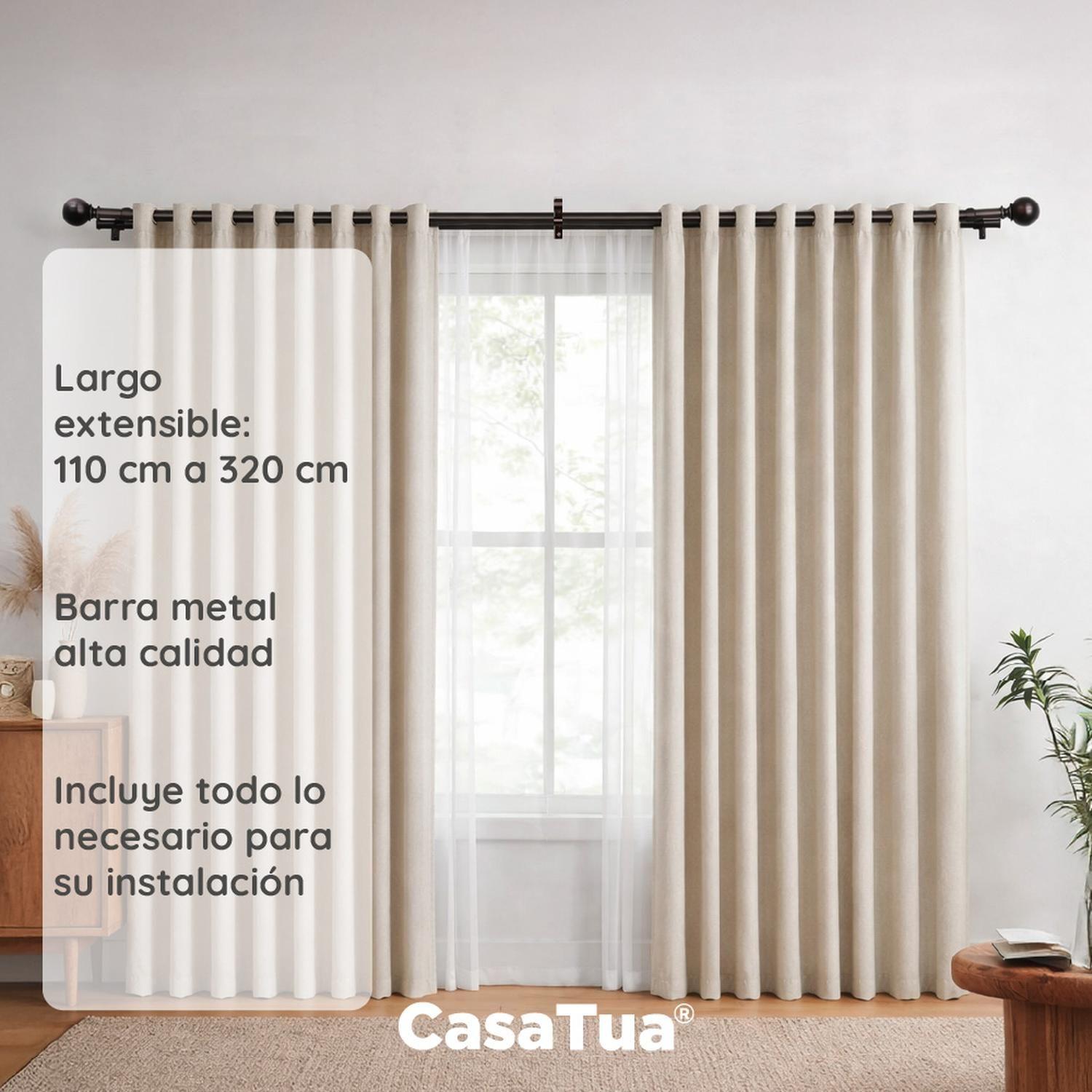 Barra Cortina Doble CasaTua Extensible 110 a 320cm + Soporte-1