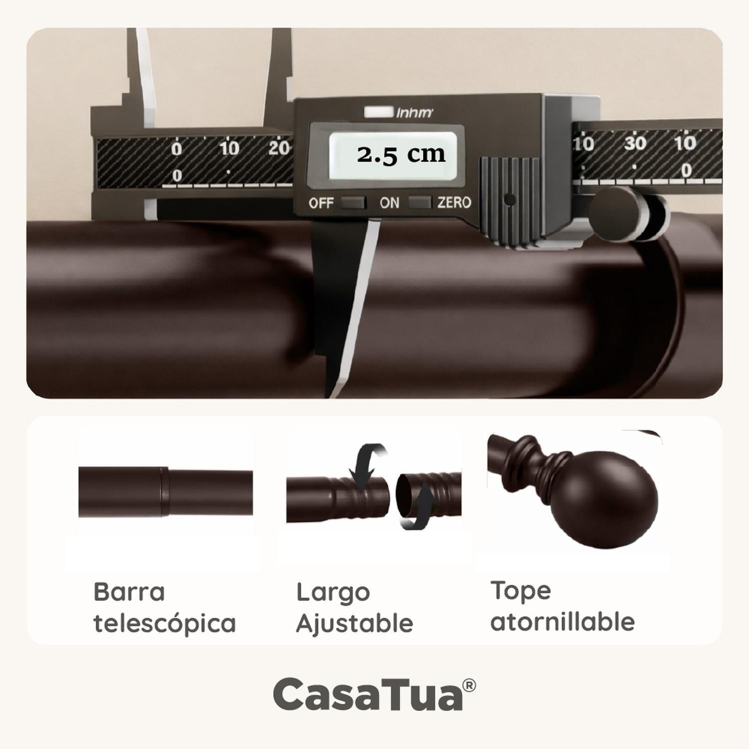 Barra Cortina Doble CasaTua Extensible 110 a 320cm + Soporte-3