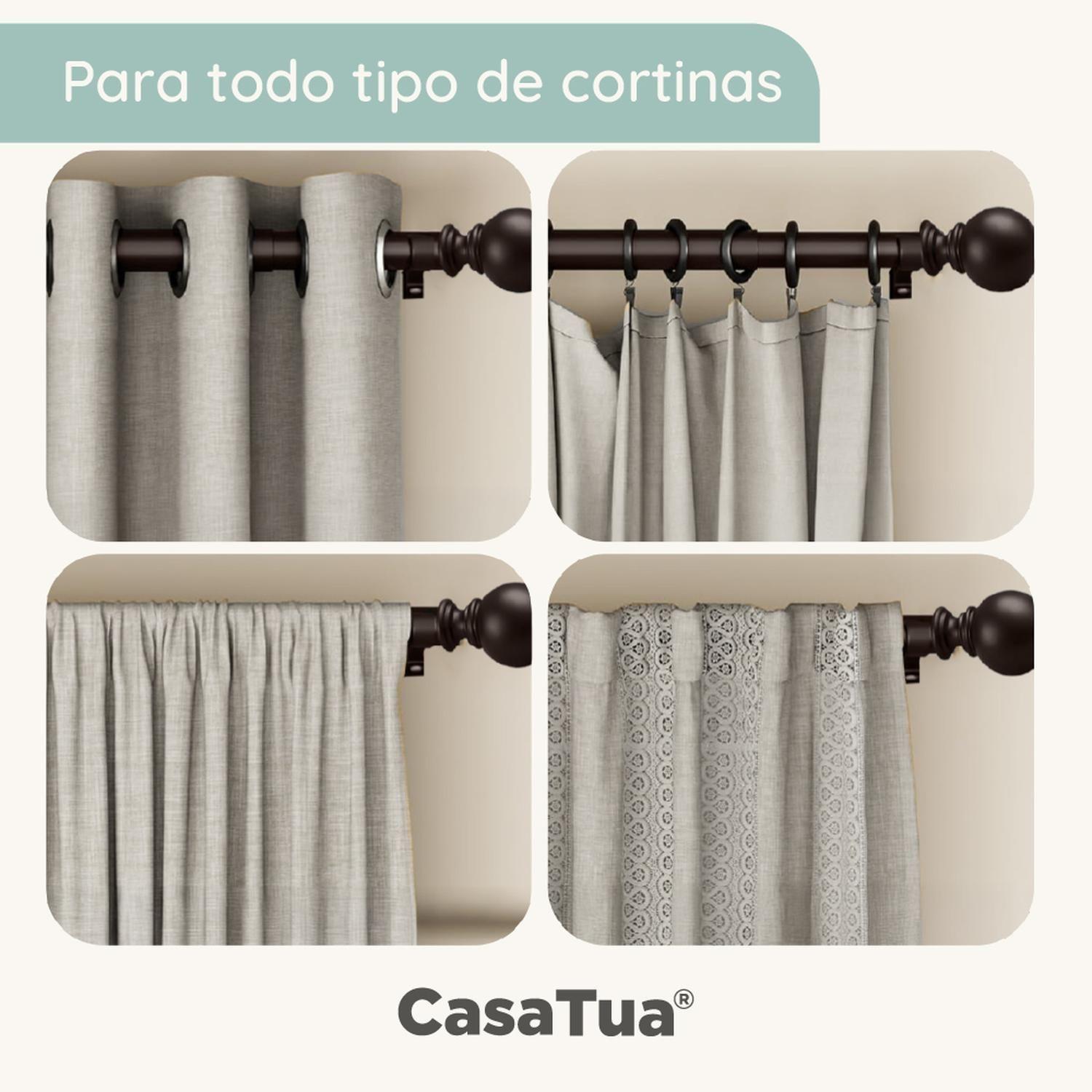 Barra Cortina Doble CasaTua Extensible 110 a 320cm + Soporte-4