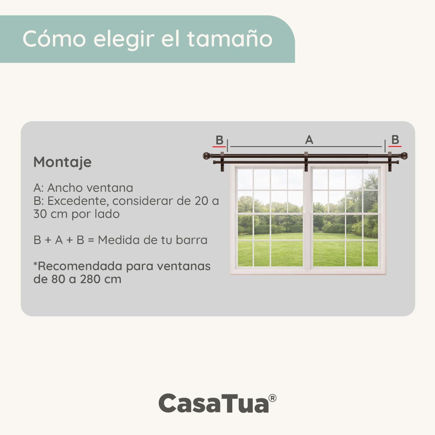 Barra Cortina Doble CasaTua Extensible 110 a 320cm + Soporte-5