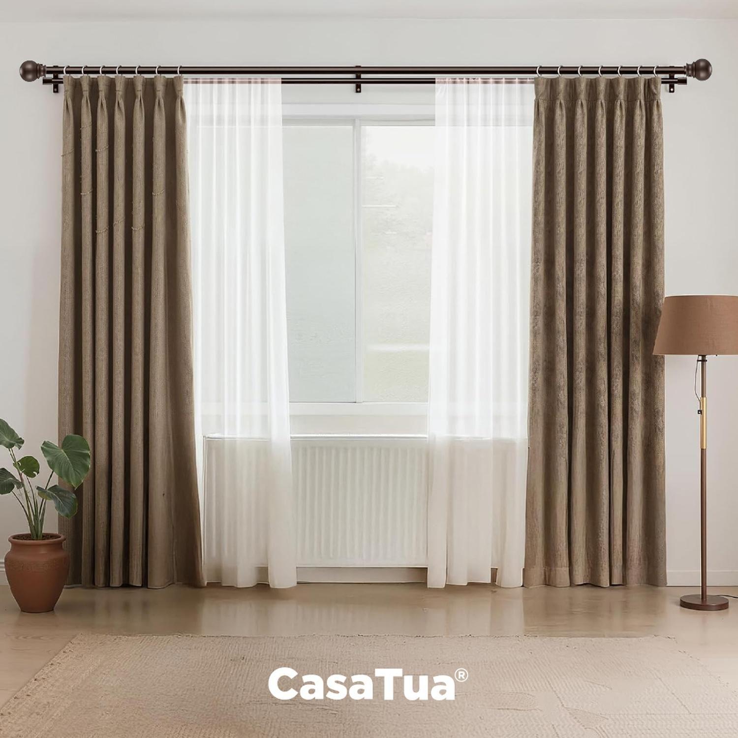 Barra Cortina Doble CasaTua Extensible 110 a 320cm + Soporte-9