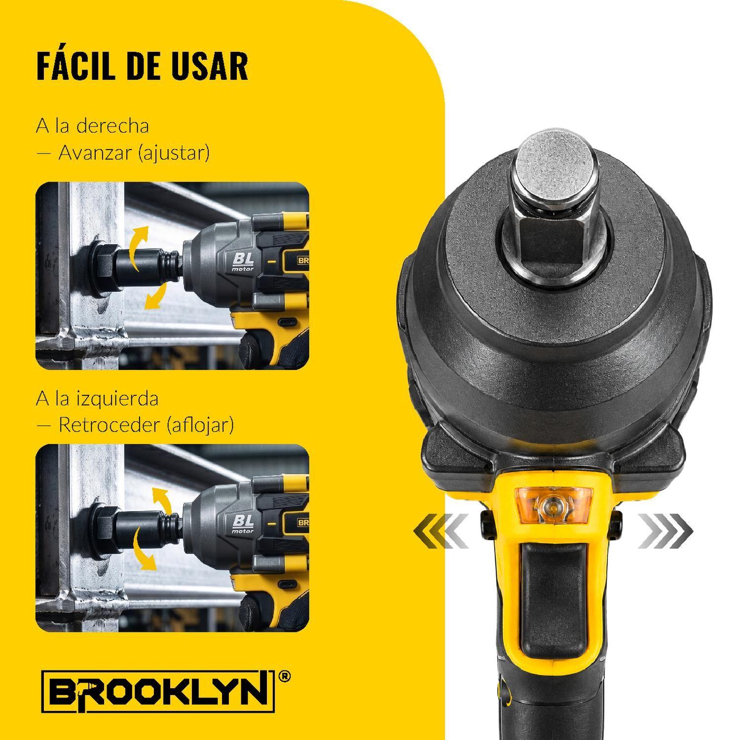 Llave de Impacto Brooklyn Brushless 1000nm 20V + 2 Baterías-5
