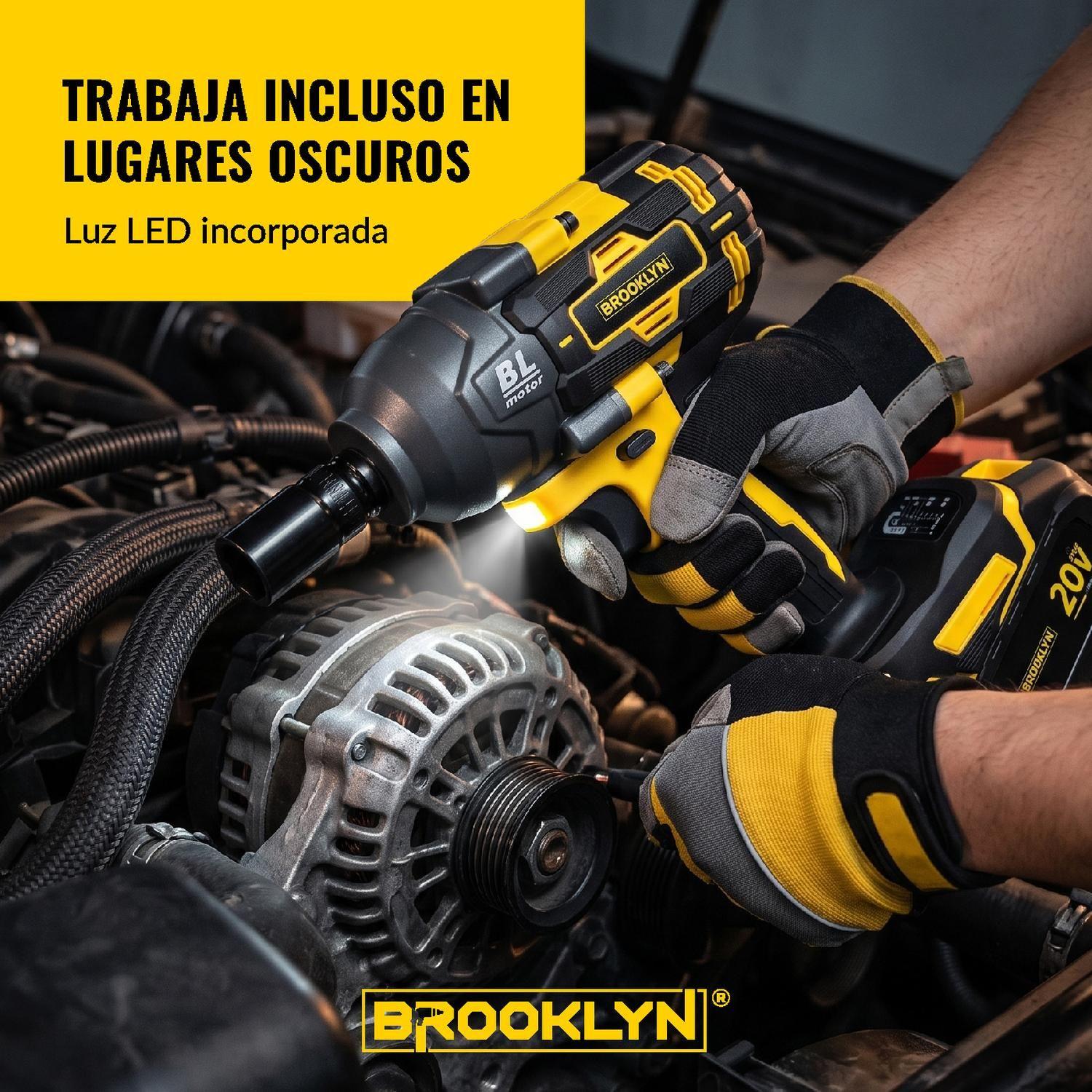 Llave de Impacto Brooklyn Brushless 1000nm 20V + 2 Baterías-6