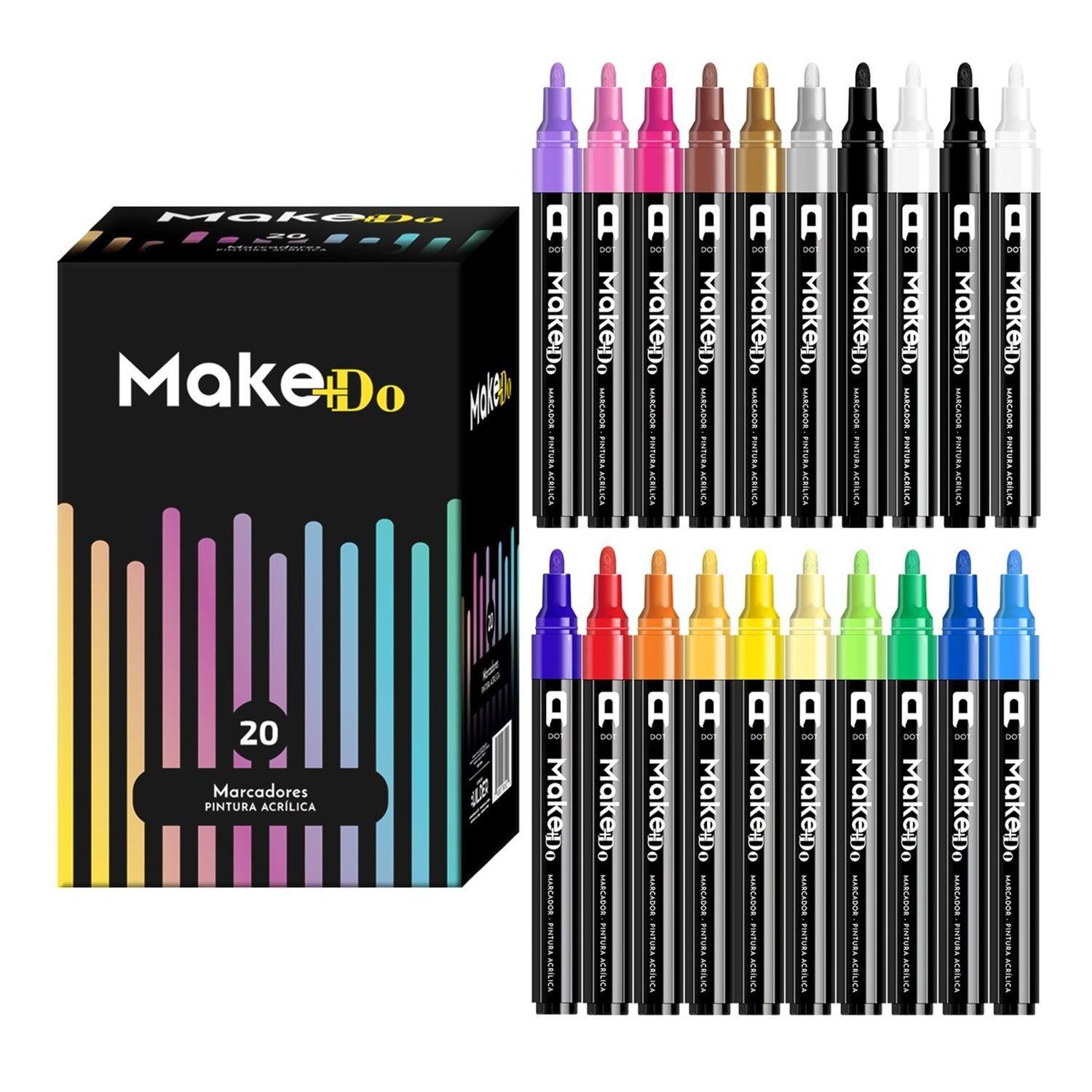 Marcadores Plumones Acrilico Make+Do 3M Set de 20 Lapices-0