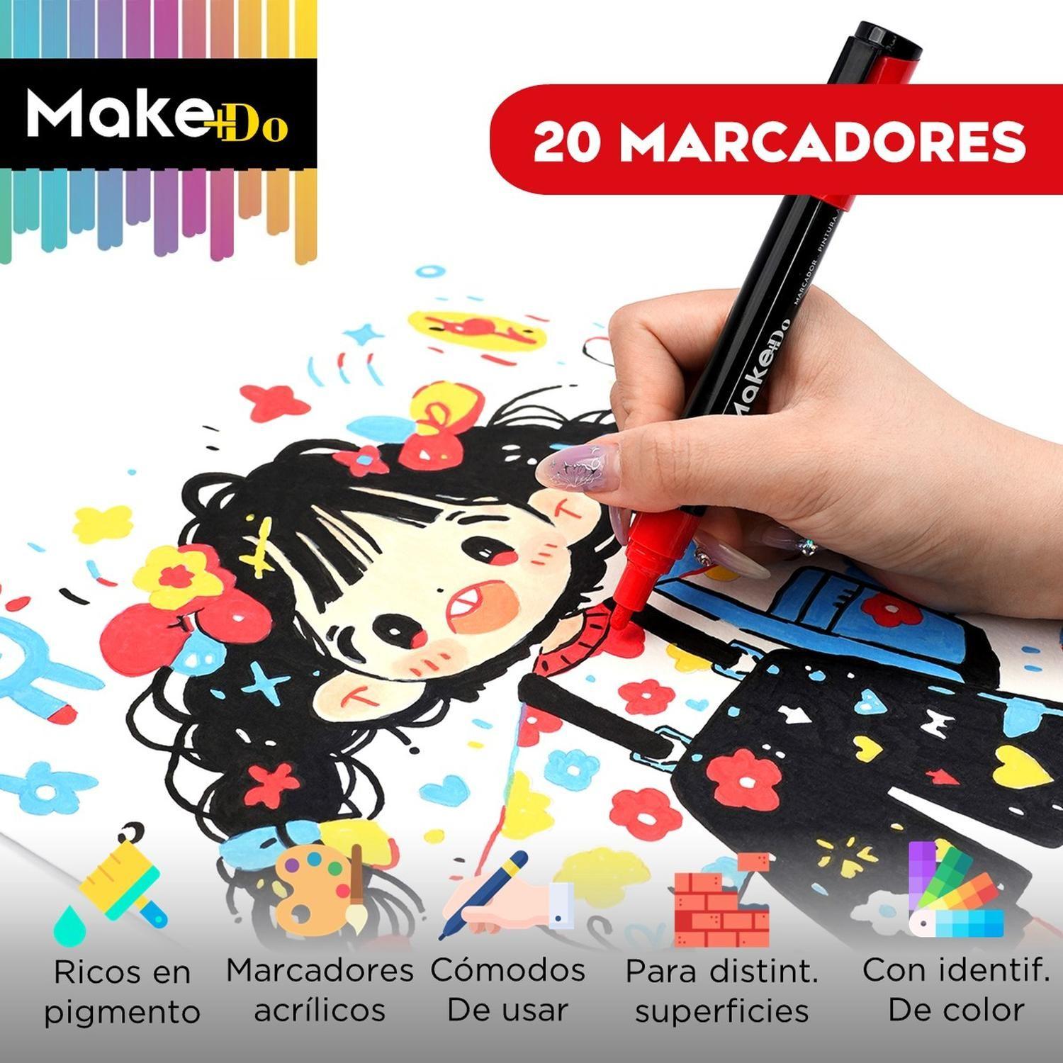 Marcadores Plumones Acrilico Make+Do 3M Set de 20 Lapices-1
