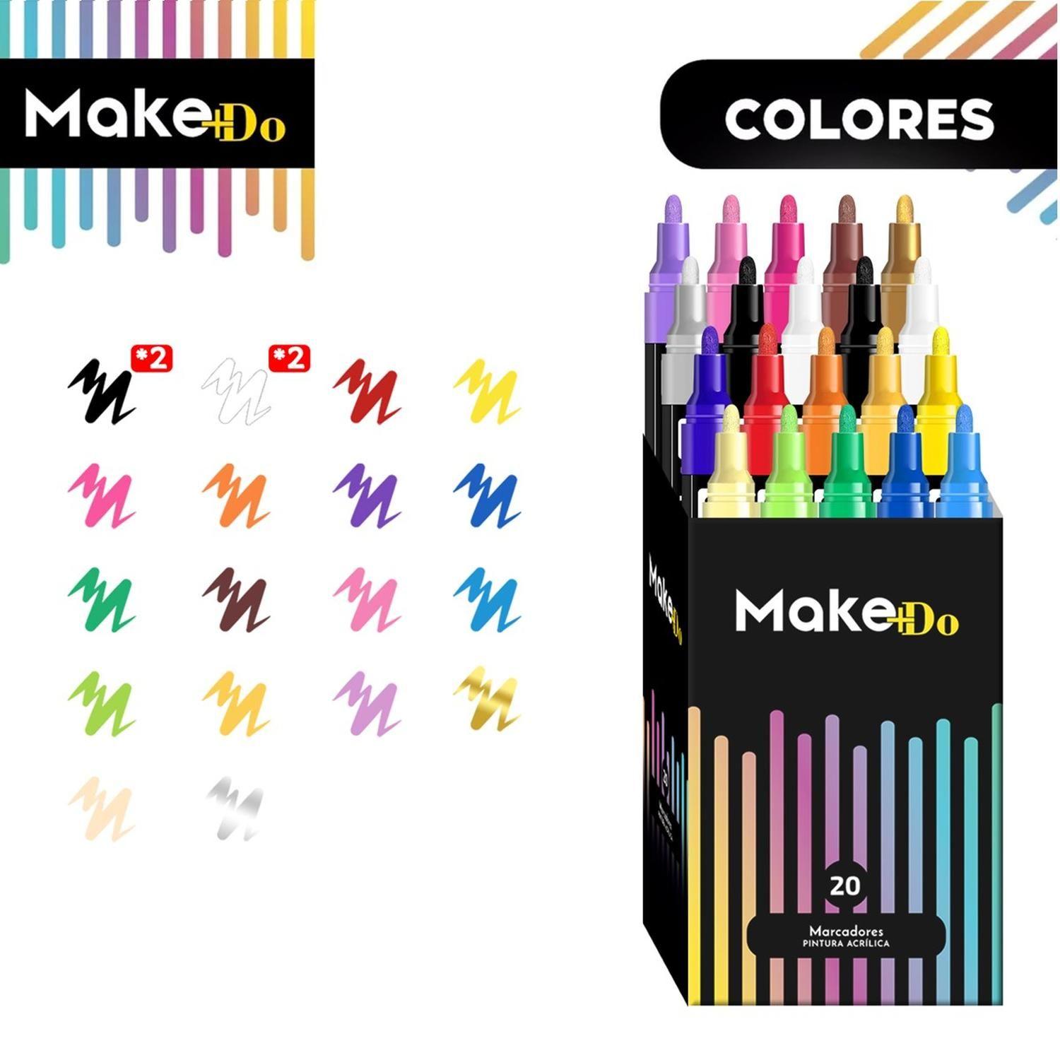 Marcadores Plumones Acrilico Make+Do 3M Set de 20 Lapices-2