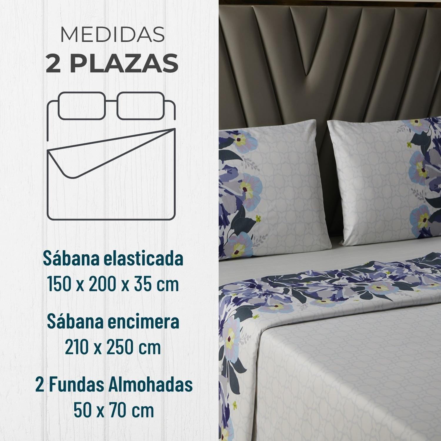 Juego Sabanas Estampadas Ultra Suave +Funda Almohada Casatua 2 PlazasDiseño 1-1