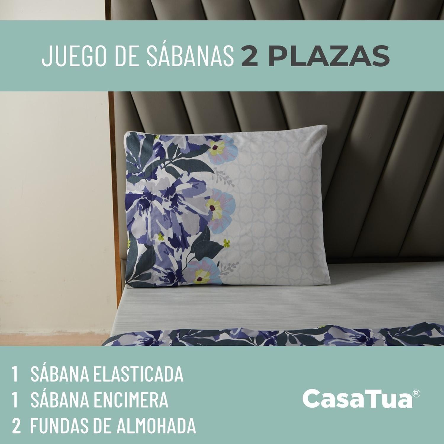 Juego Sabanas Estampadas Ultra Suave +Funda Almohada Casatua 2 PlazasDiseño 1-3