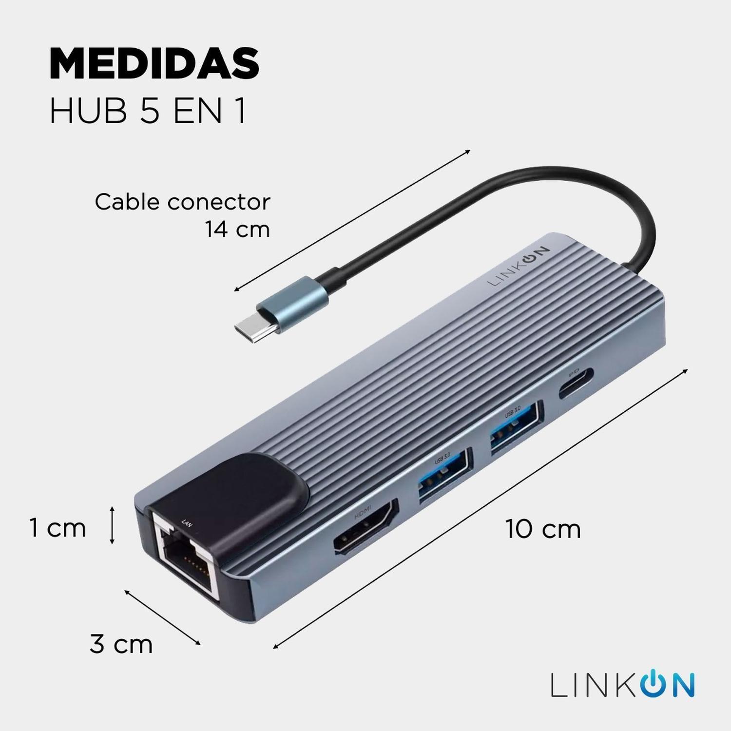 Hub Adaptador Usb Tipo C 5 En 1 Linkon Rj45 Para Mac Windows-5