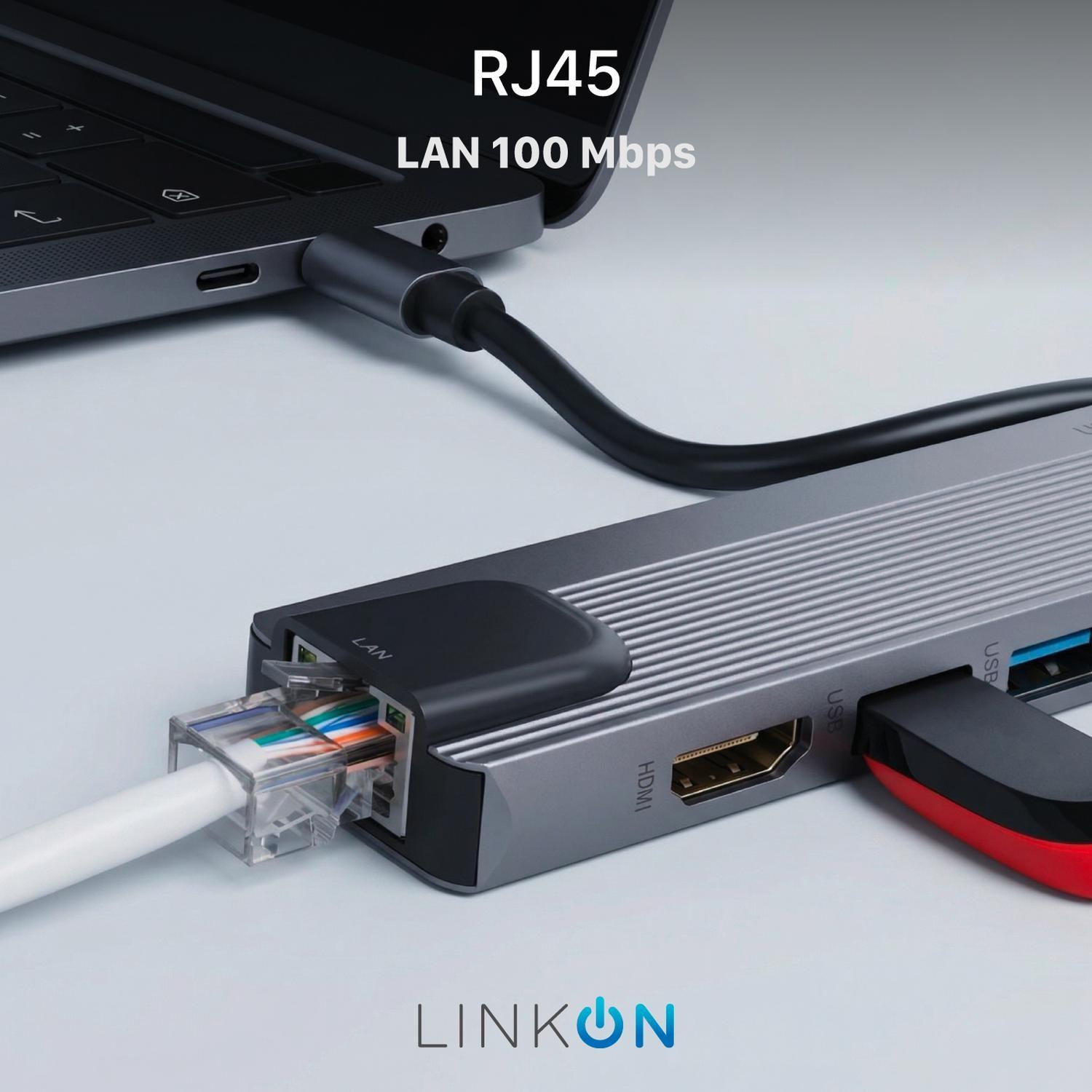 Hub Adaptador Usb Tipo C 5 En 1 Linkon Rj45 Para Mac Windows-5