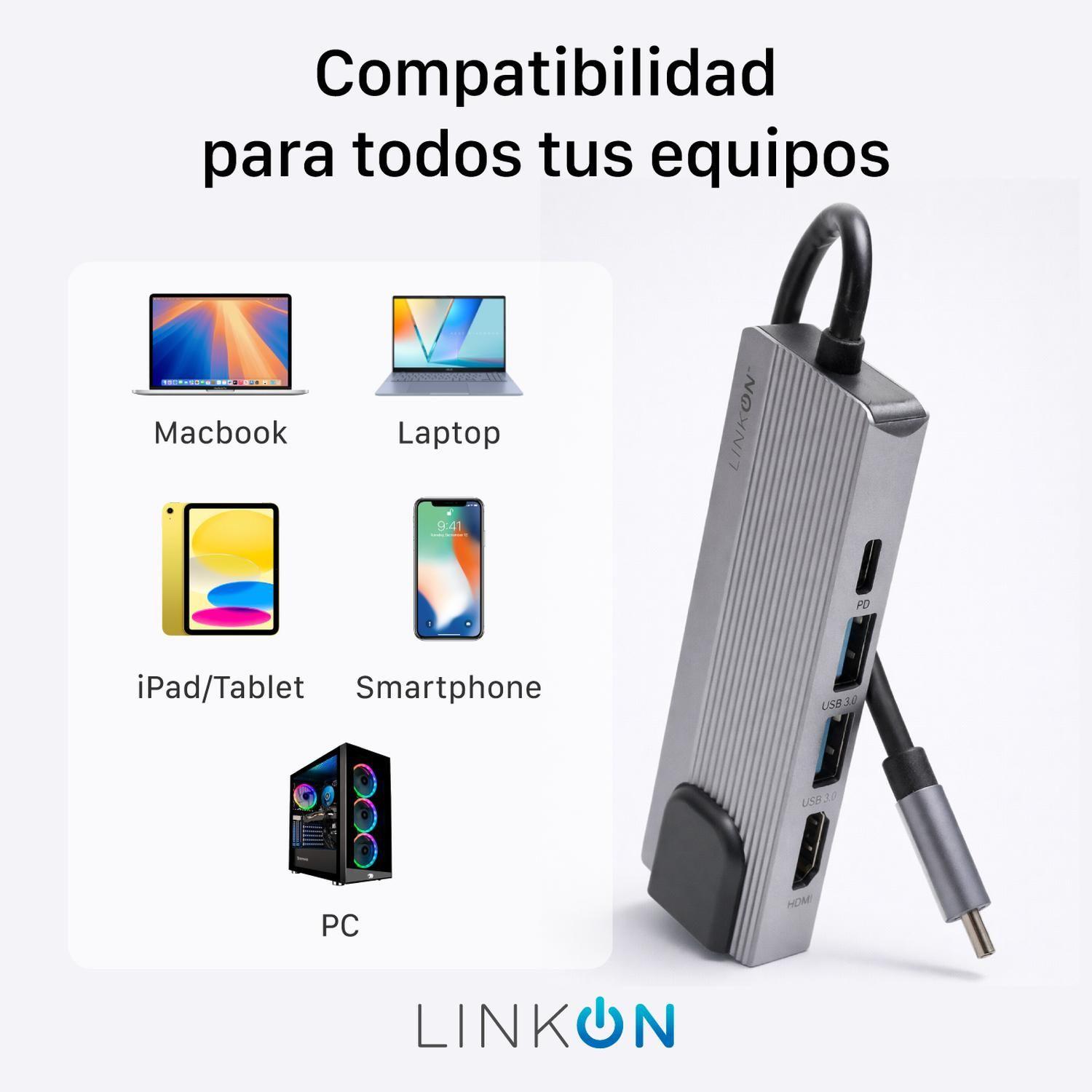 Hub Adaptador Usb Tipo C 5 En 1 Linkon Rj45 Para Mac Windows-9