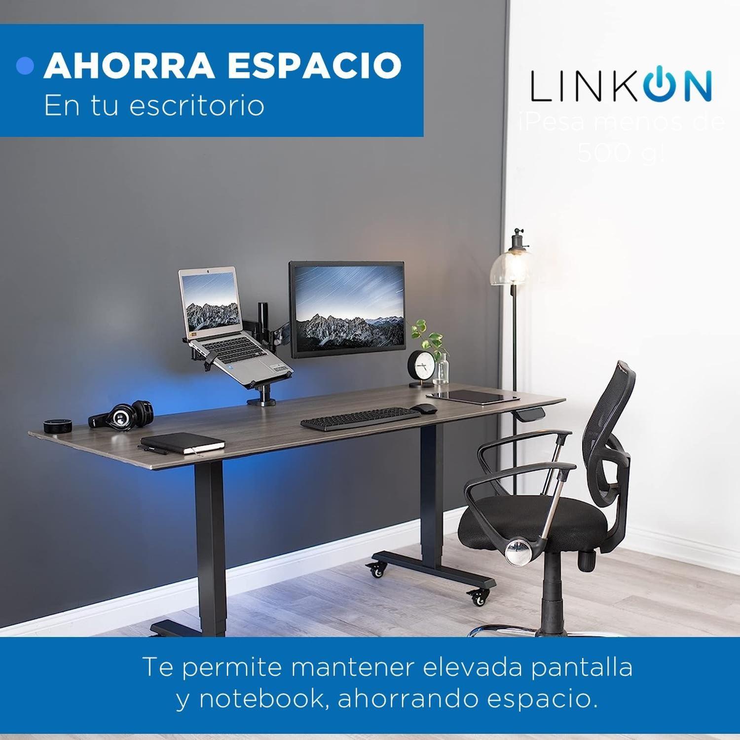 Soporte Brazo Doble Para Monitor Notebook Linkon Escritorio-3